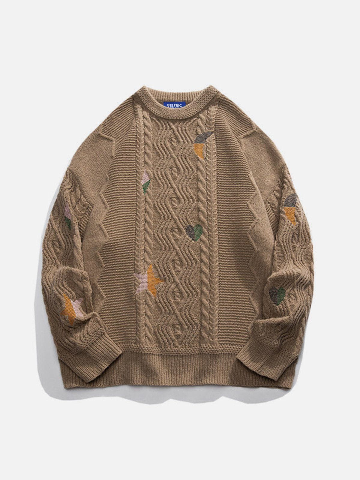 Retro Cable Knit Sweater with Star Jacquard Design | Aelfric Eden