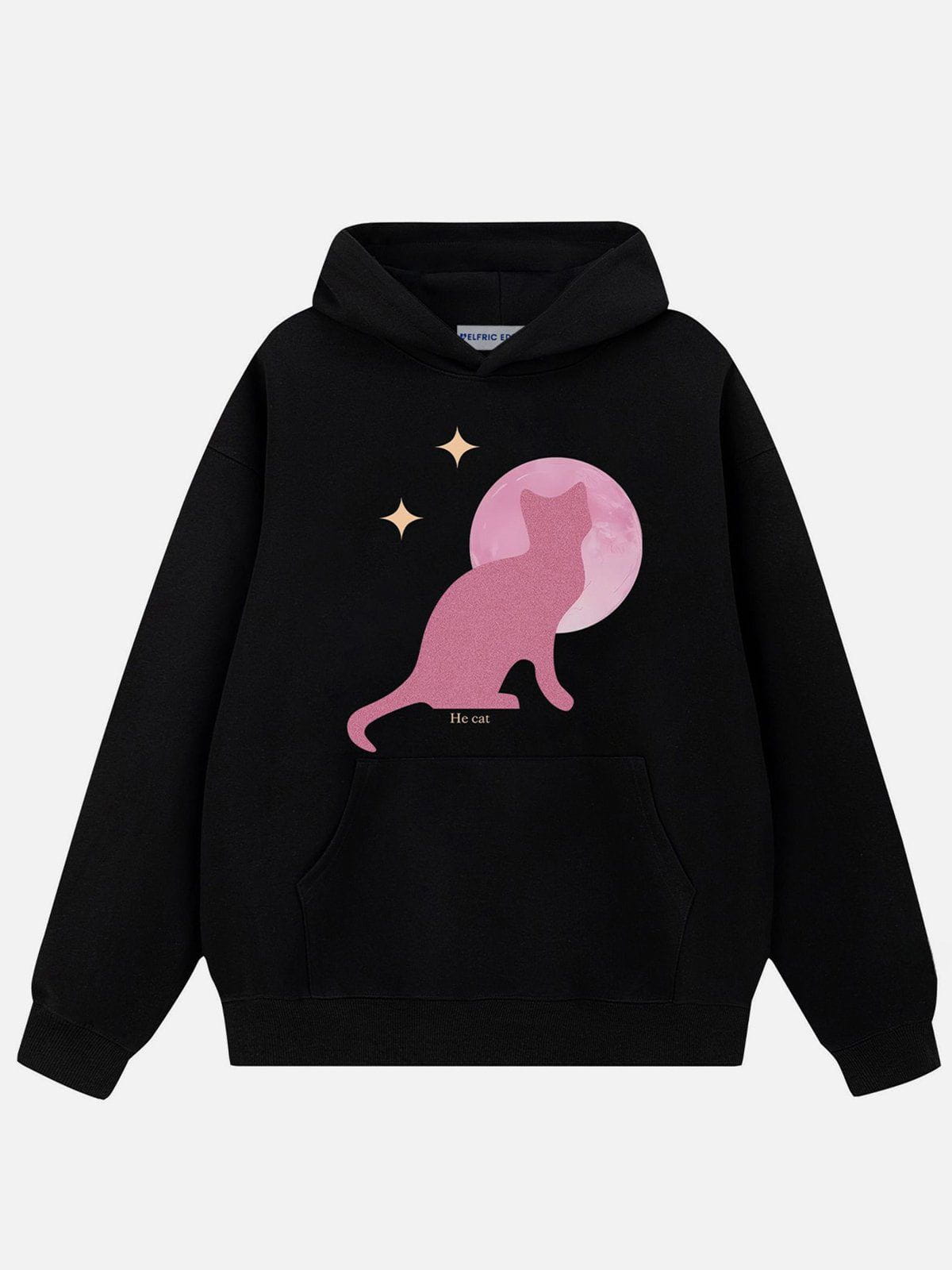 Shiny Cat Print Hoodie for Women & Men | Aelfric Eden