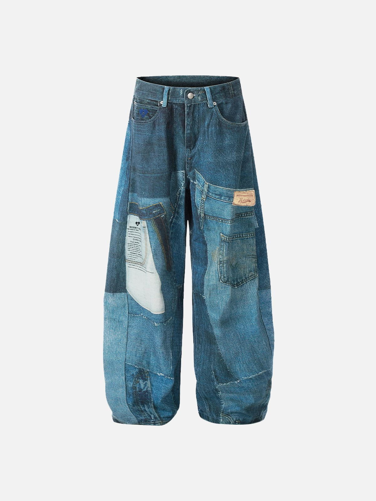 Graphic Print Baggy Barrel Jeans for Streetwear | Aelfric Eden