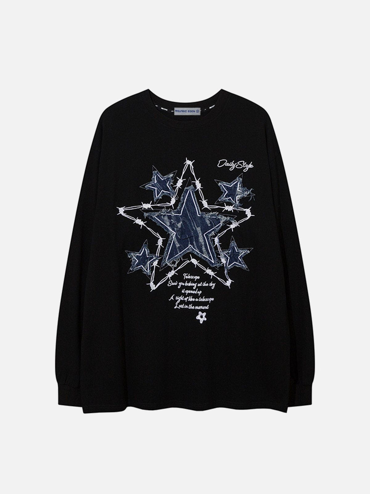 Applique Embroidery Star Sweatshirt for Men & Women | Aelfric Eden