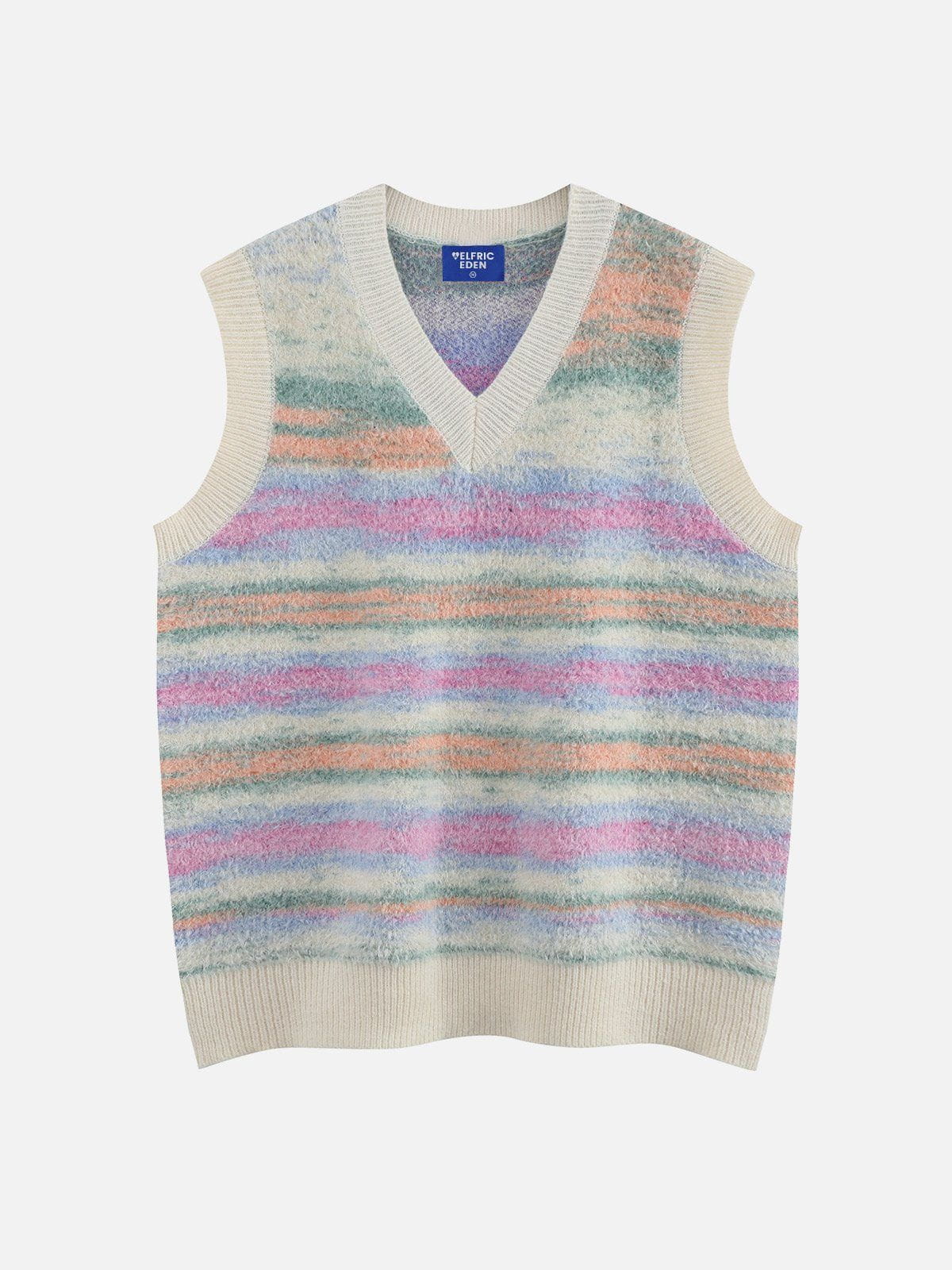 Rainbow Striped Oversized Sweater Vest for Men & Women | Aelfric Eden