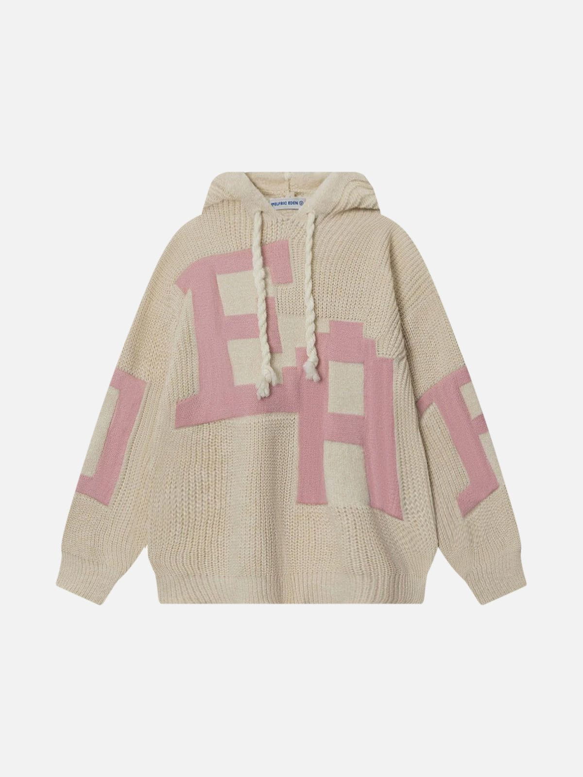 Letter Jacquard Knit Hoodie for Men & Women | Aelfric Eden