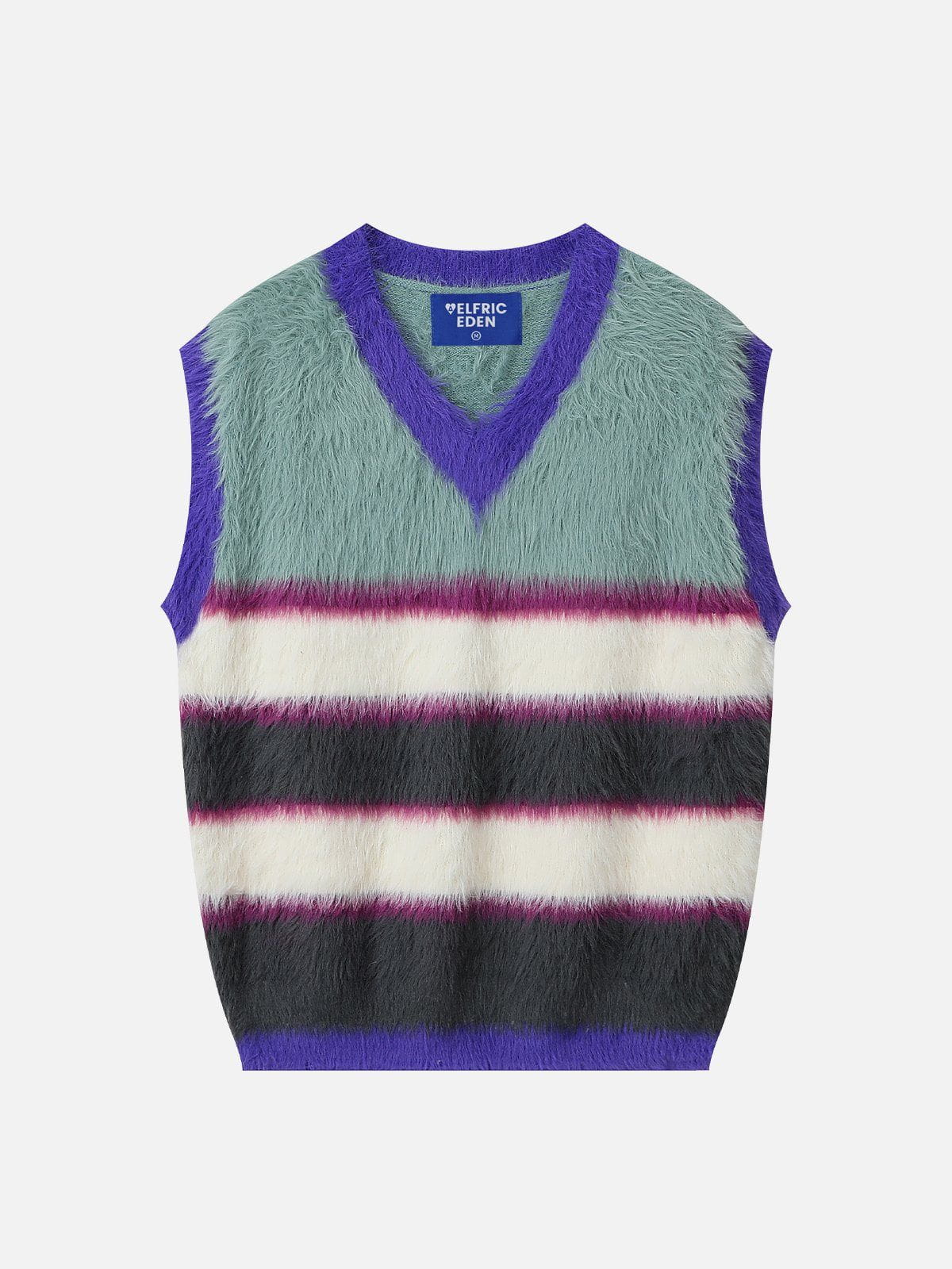 Vintage Striped Mohair Sweater Vest with Seahorse Motif | Aelfric Eden