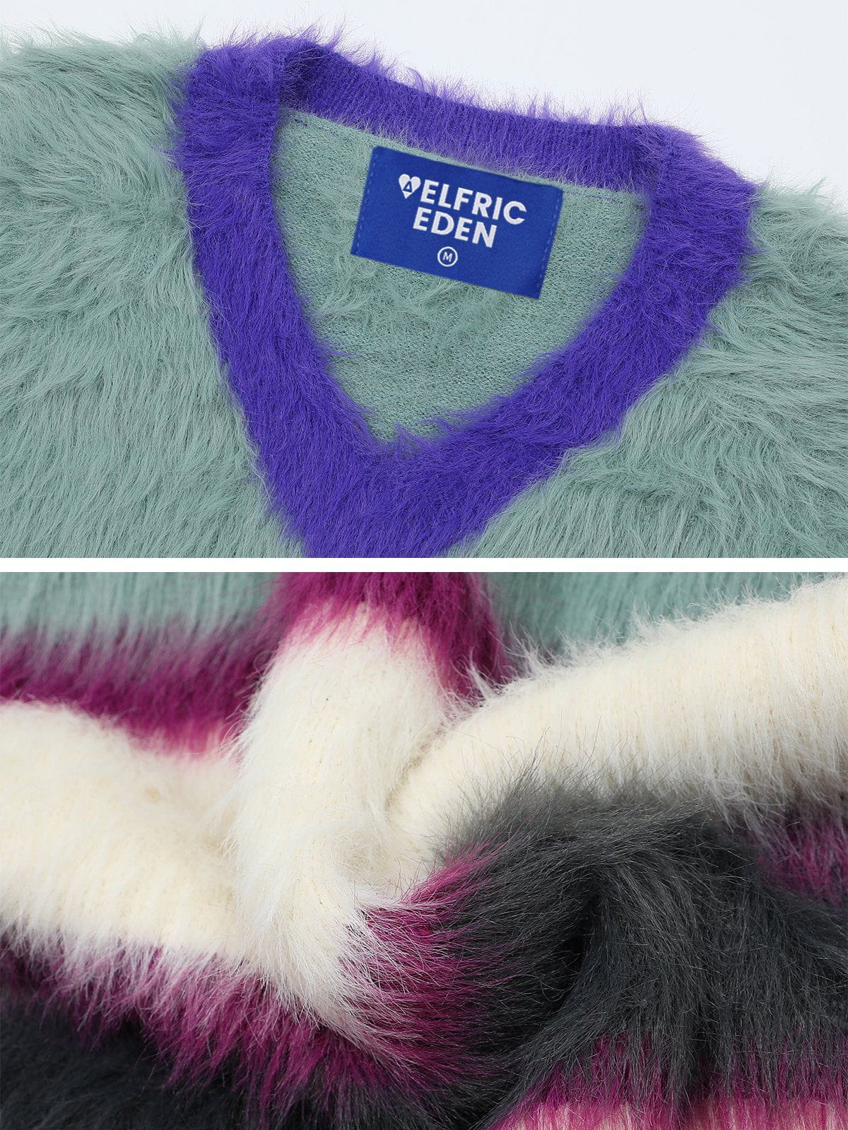 Vintage Striped Mohair Sweater Vest with Seahorse Motif | Aelfric Eden