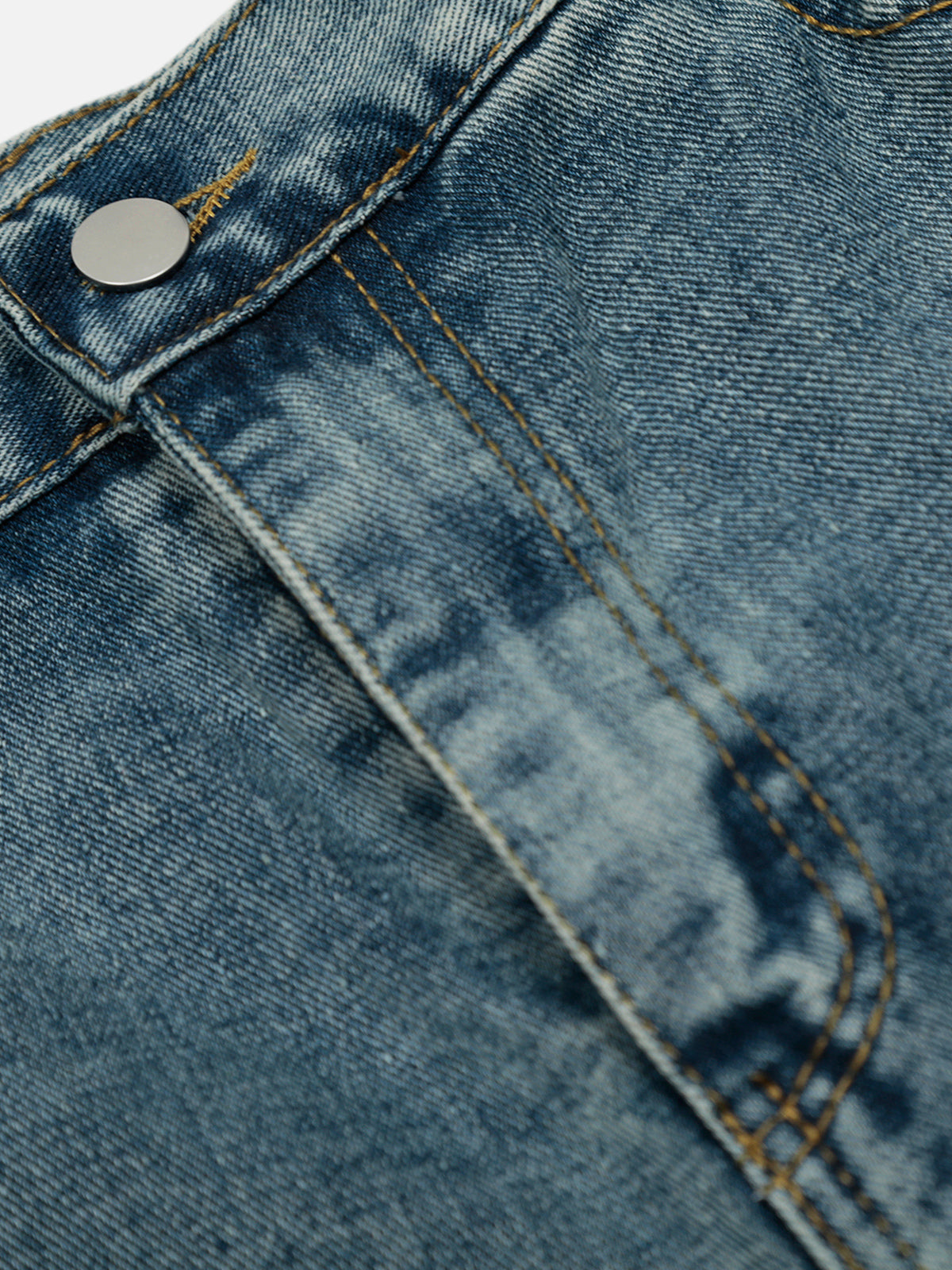 Stripe Patchwork Barrel Jorts for Men | Aelfric Eden Longline Denim Shorts