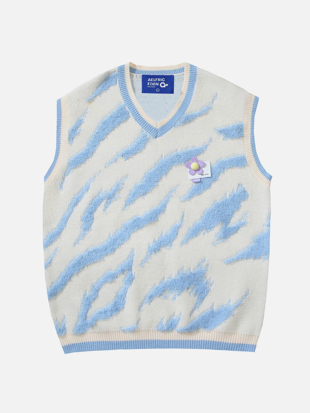 Zebra Pattern Sweater Vest with Flocking Detail | Aelfric Eden