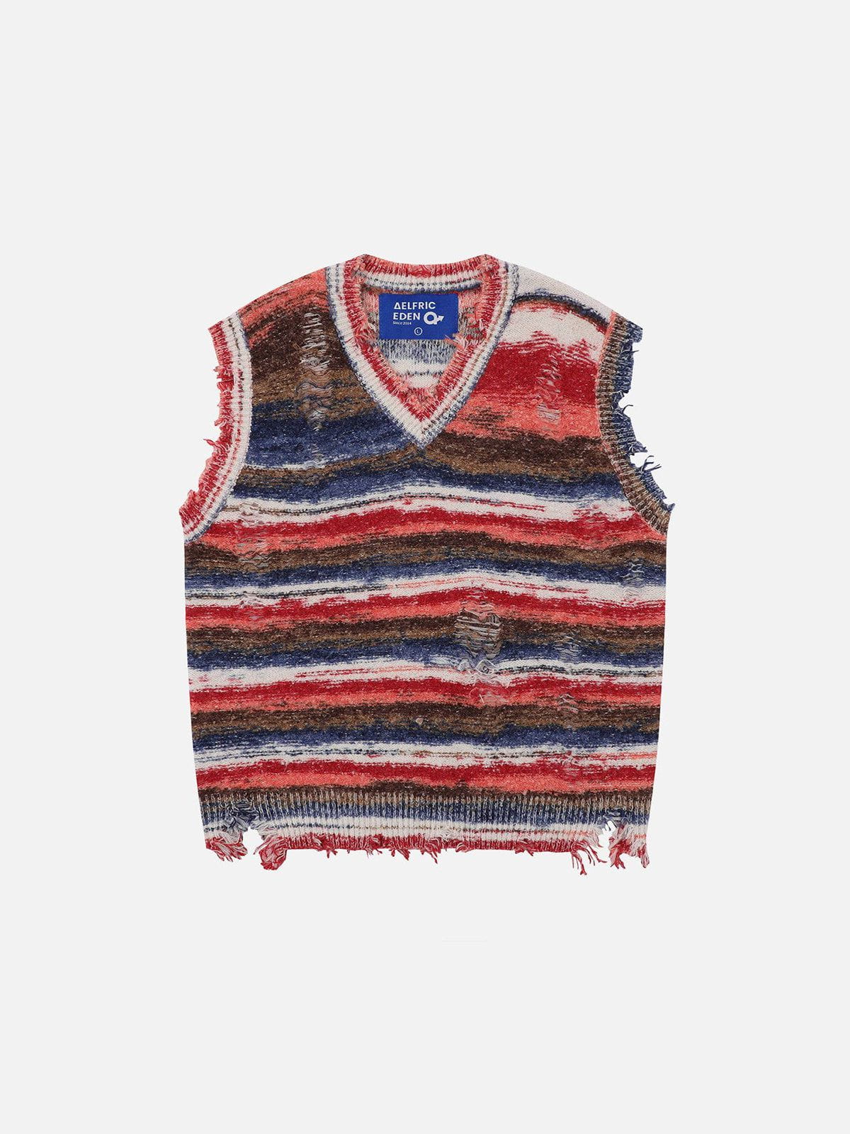 Distressed Stripe Sweater Vest for Men | Aelfric Eden