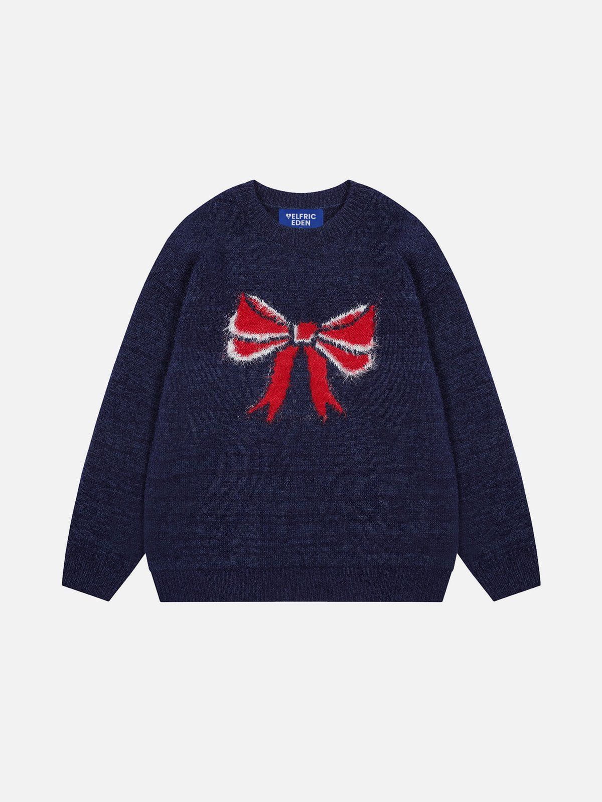 Bow Jacquard Sweater with Playful Graphic Design | Aelfric Eden