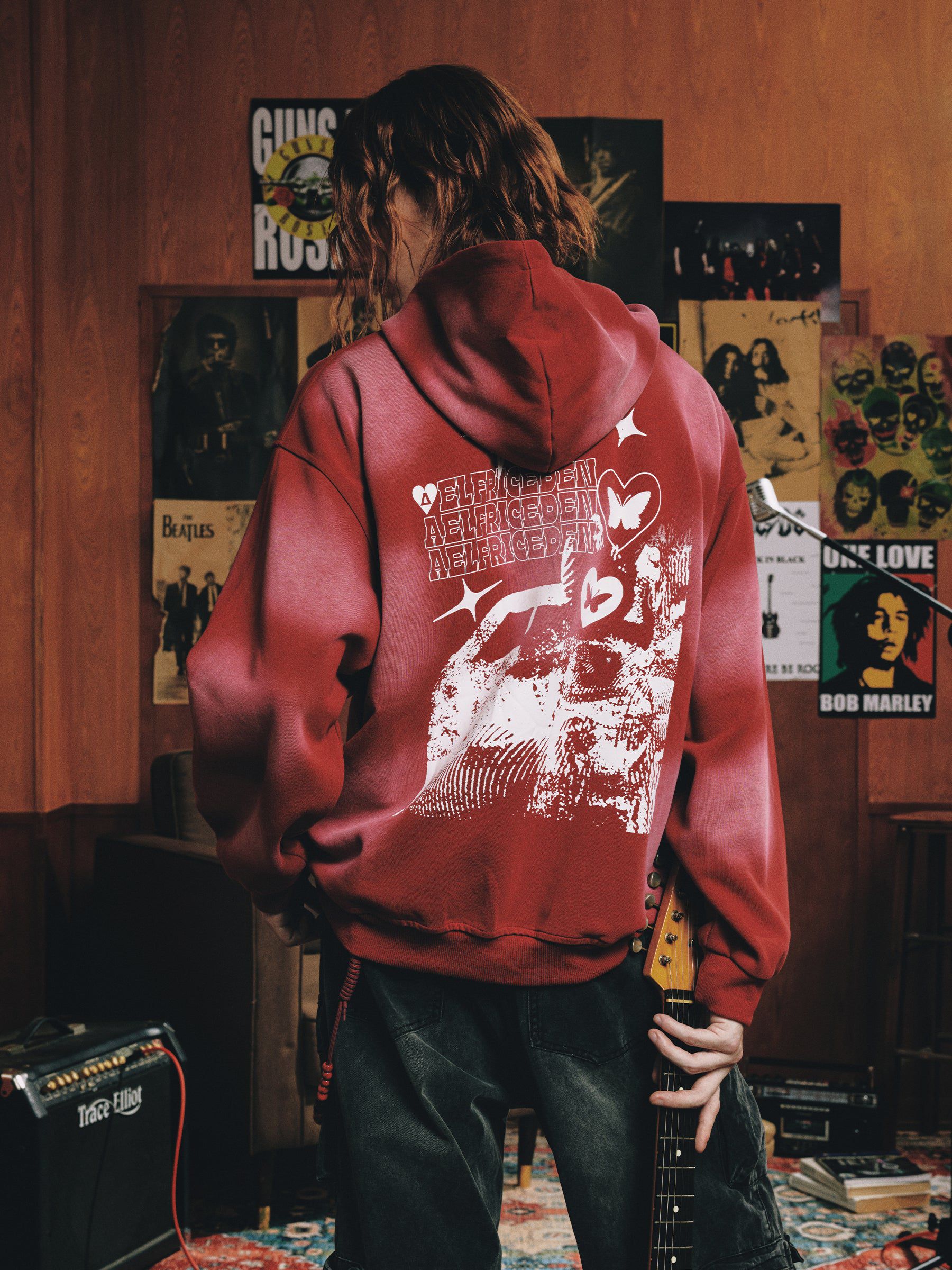 Vintage Washed Hoodie with Abstract Print | Oversized Streetwear | Aelfric Eden