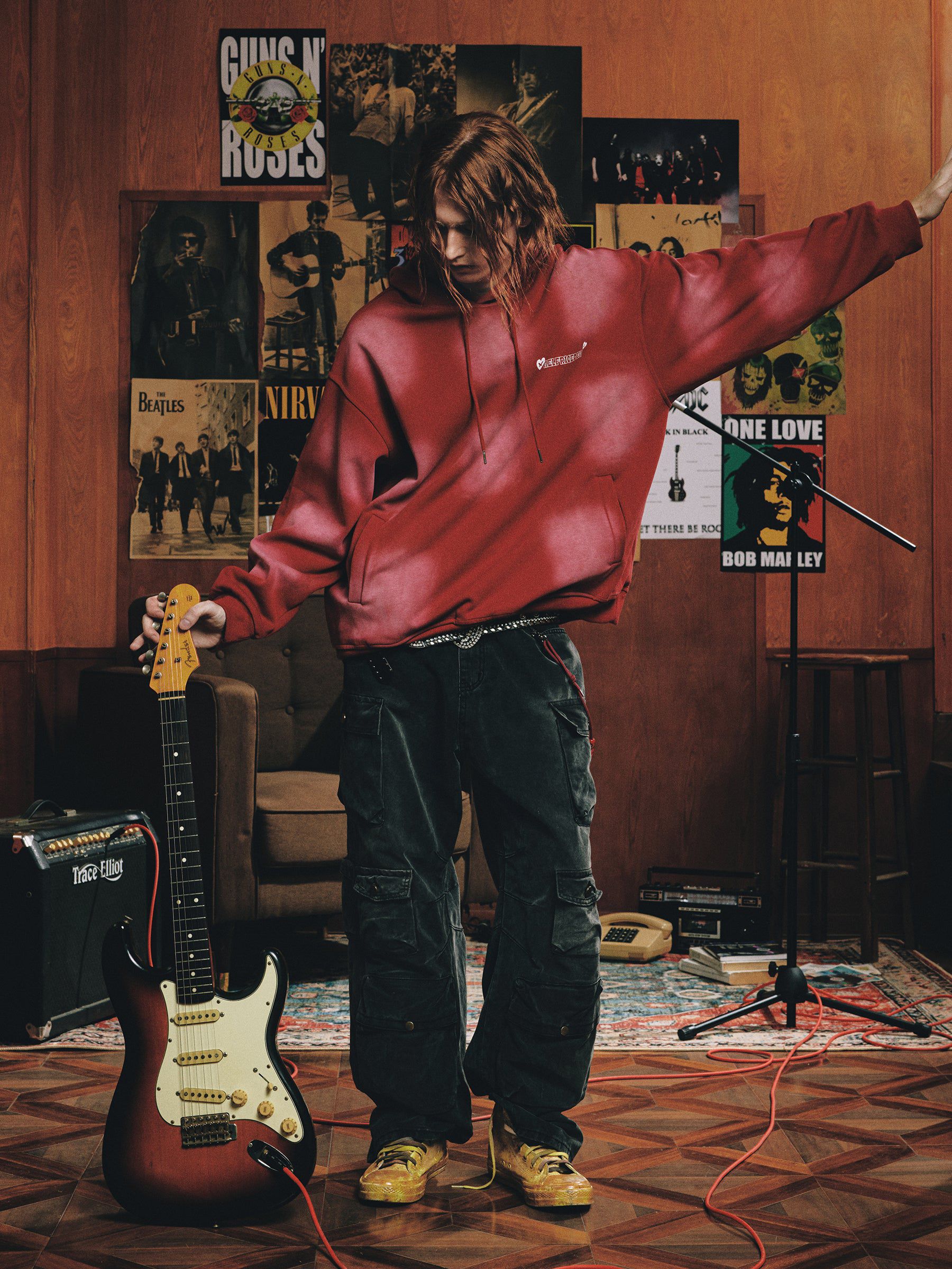 Vintage Washed Hoodie with Abstract Print | Oversized Streetwear | Aelfric Eden