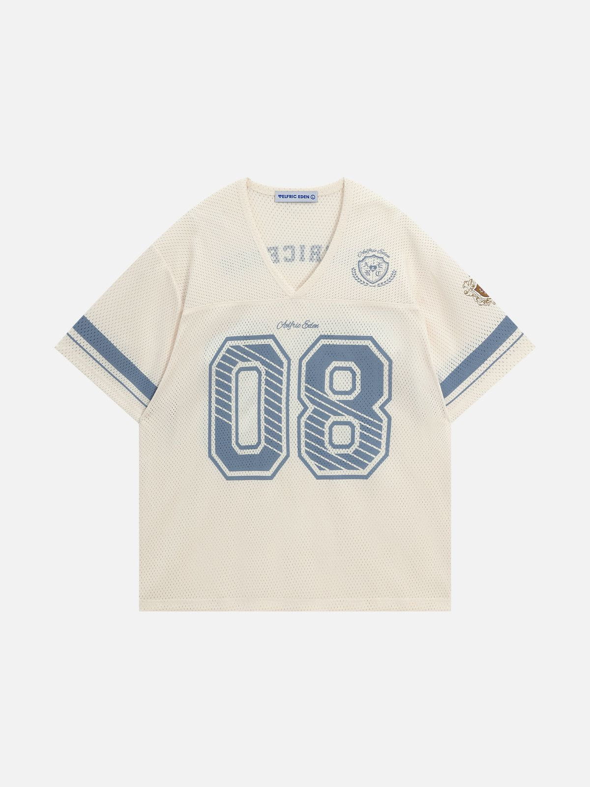 Breathable Mesh Football Jersey with V-Neck & 08 Print | Aelfric Eden
