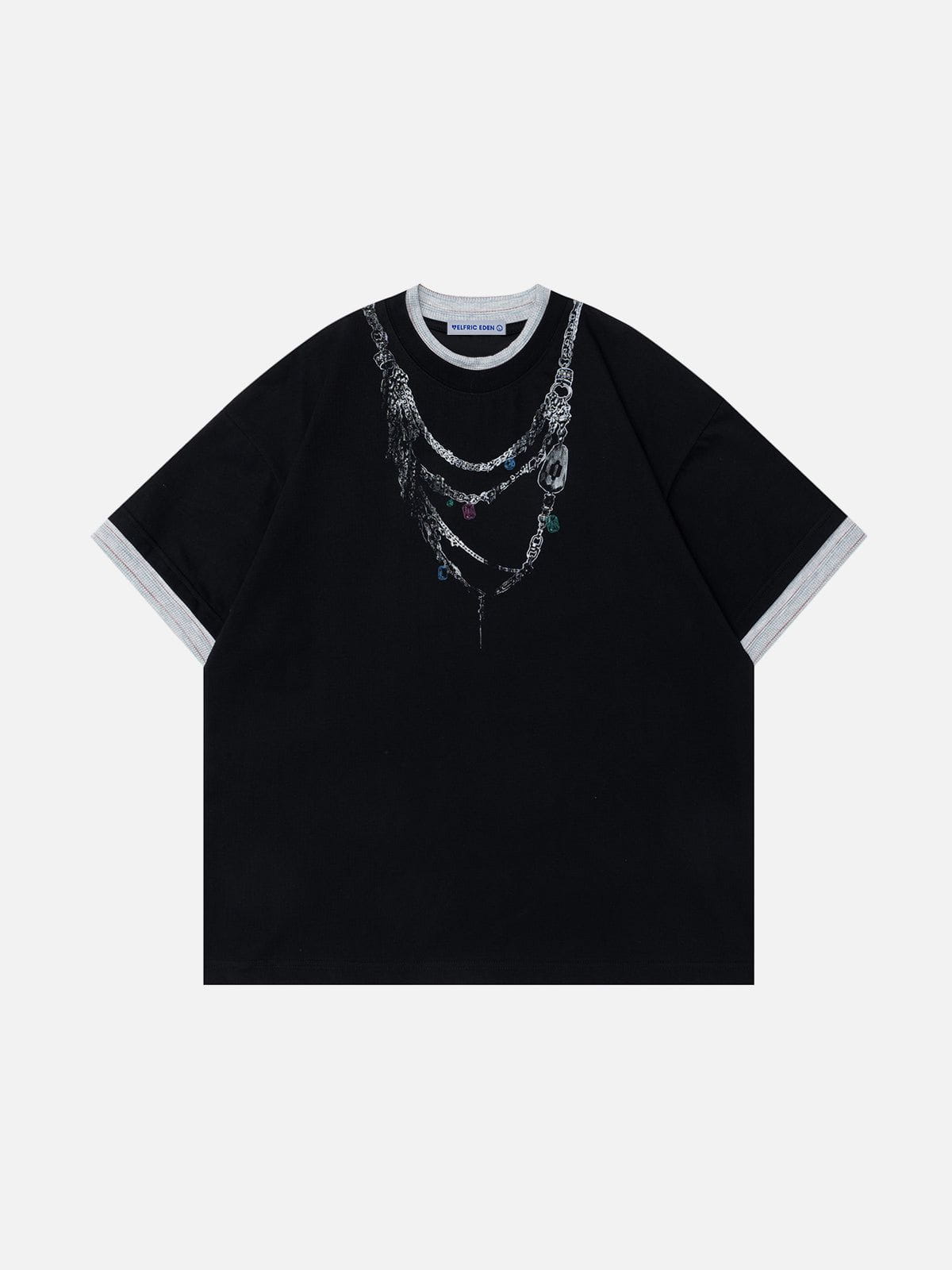 Necklace Print T-Shirt with Sleeve Stripes | Aelfric Eden
