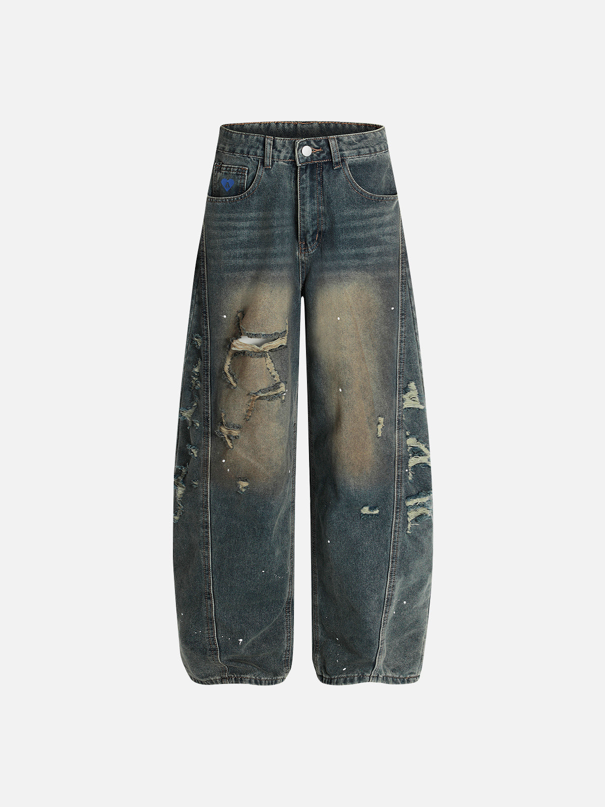 Distressed Barrel Jeans for Men | Aelfric Eden Washed Denim