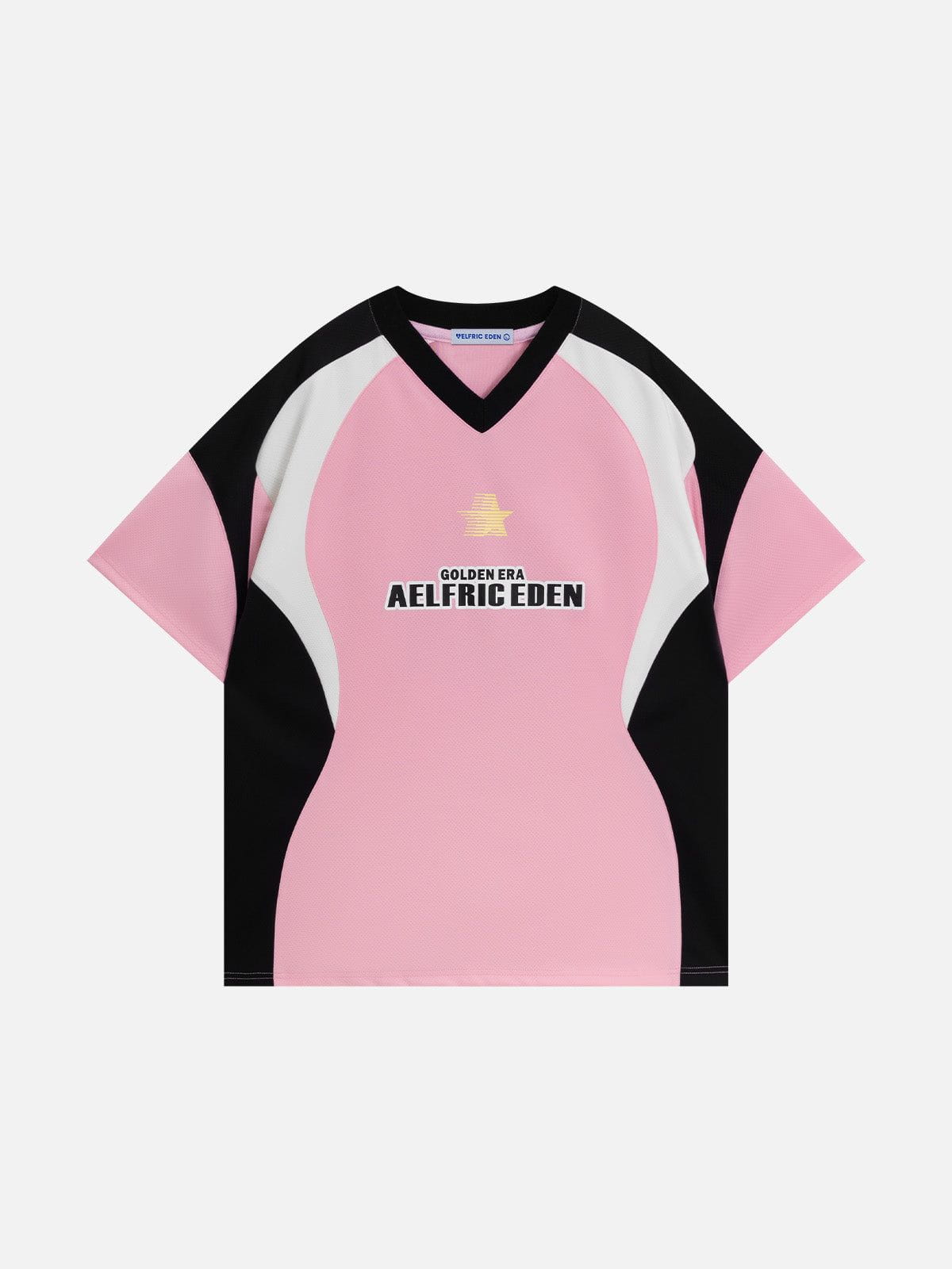 Color Block V-Neck Mesh Tee for Men | Aelfric Eden
