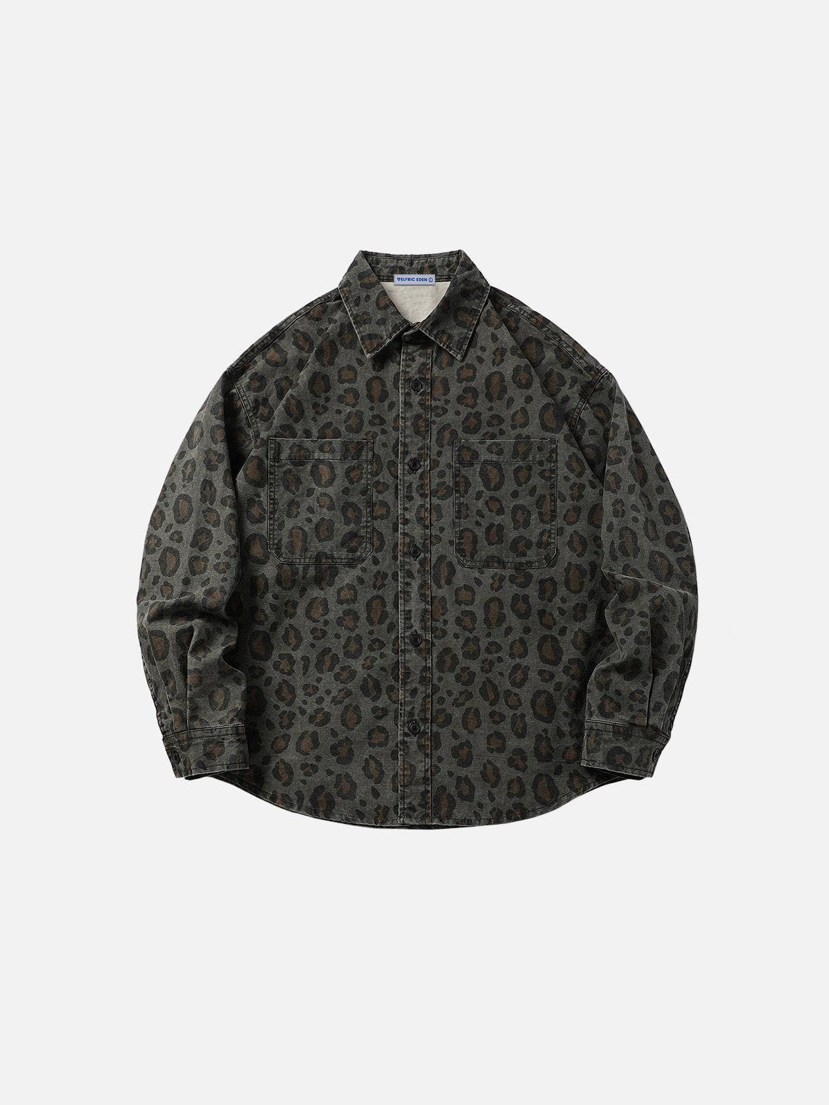 Grey Leopard Print Long Sleeve Shirt | Aelfric Eden
