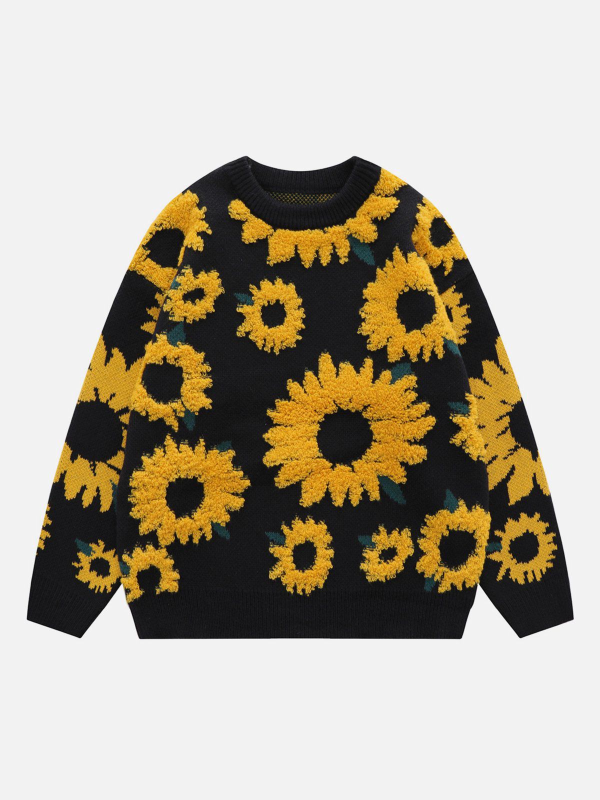 Sunflower Print Flocking Sweater for Women | Aelfric Eden