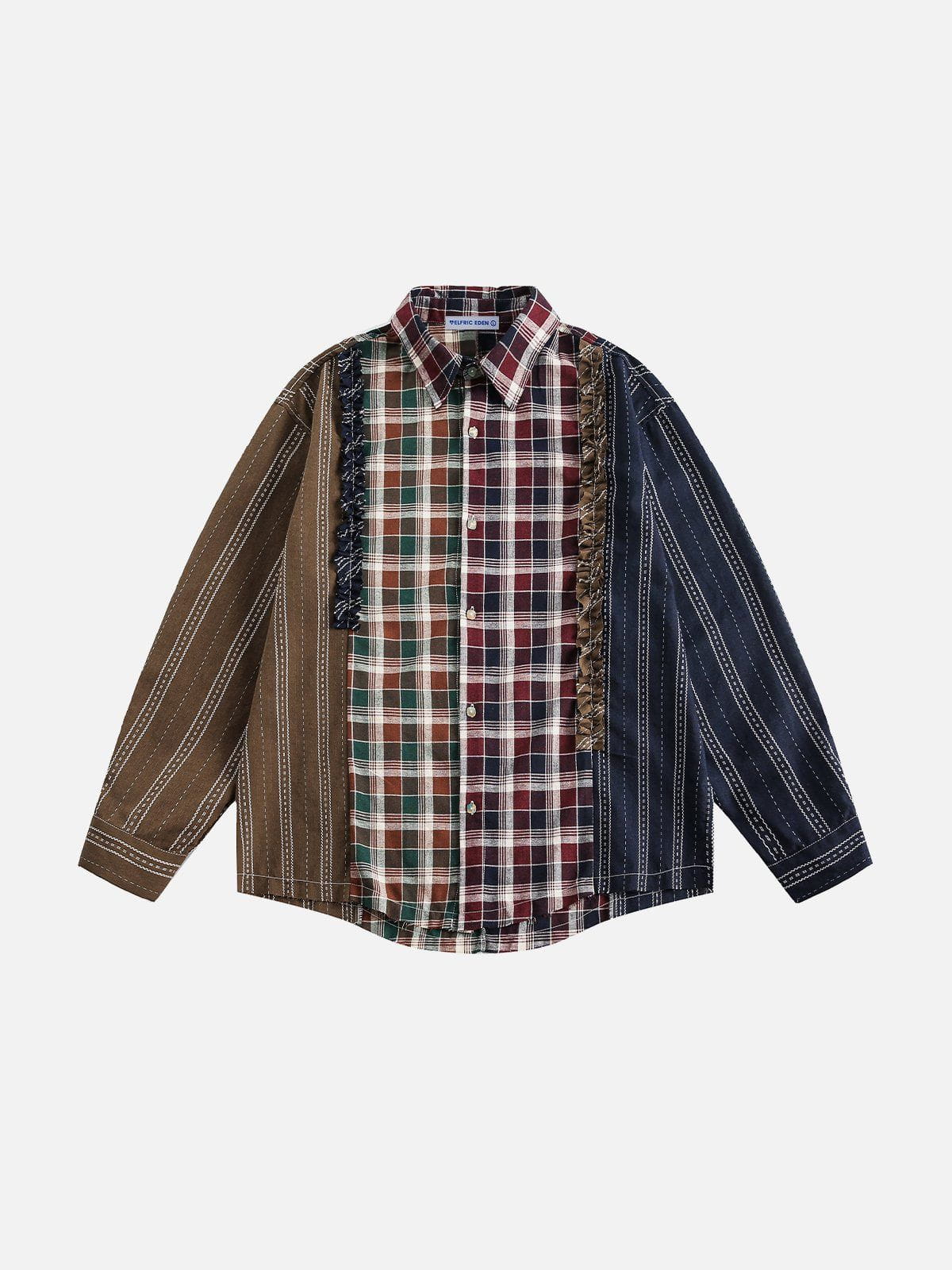 Patchwork Long Sleeve Shirt for Men | Aelfric Eden Cotton Plaid