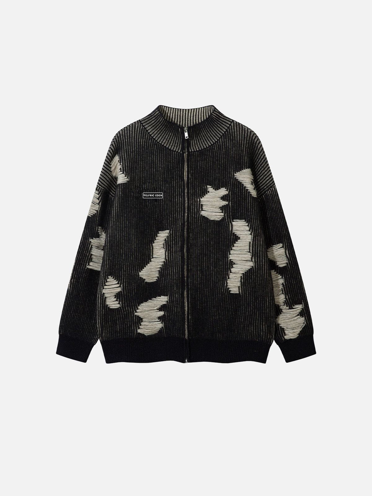 Distressed Reversible Zip-Up Cardigan for Streetwear | Aelfric Eden