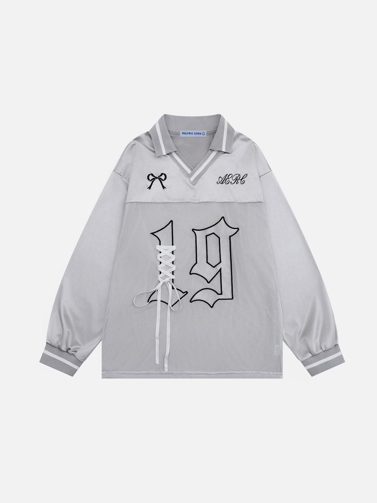 V-Neck Embroidered Sweatshirt with Badge Design | Aelfric Eden