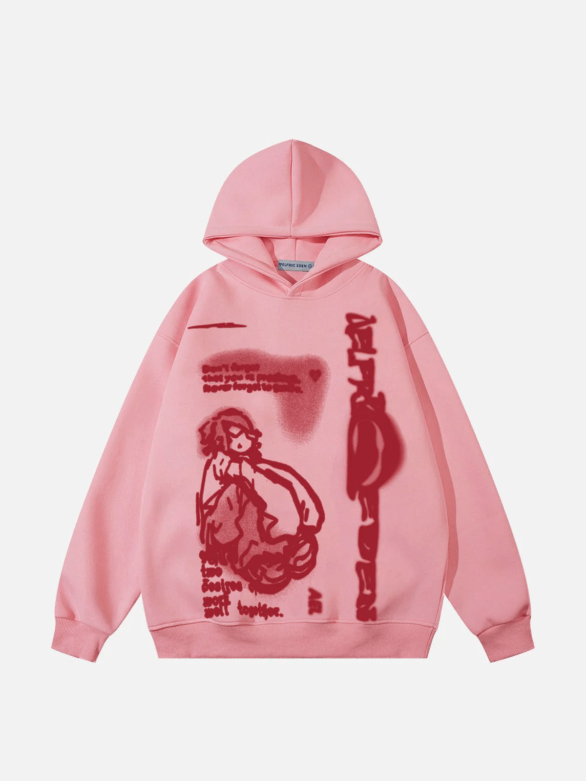 Pink Cartoon Print Hoodie for Women | Aelfric Eden