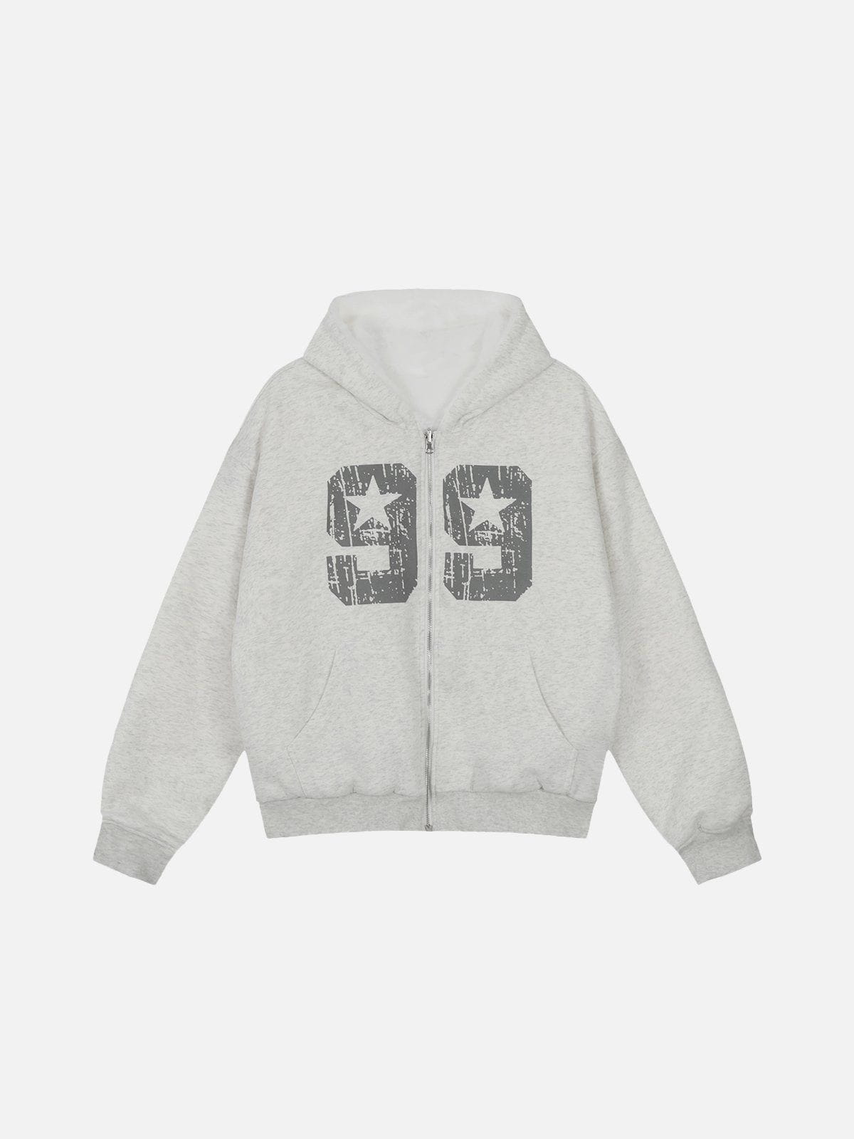 Reversible Zip Up Hoodie with Number Print & Thick Interior | Aelfric Eden