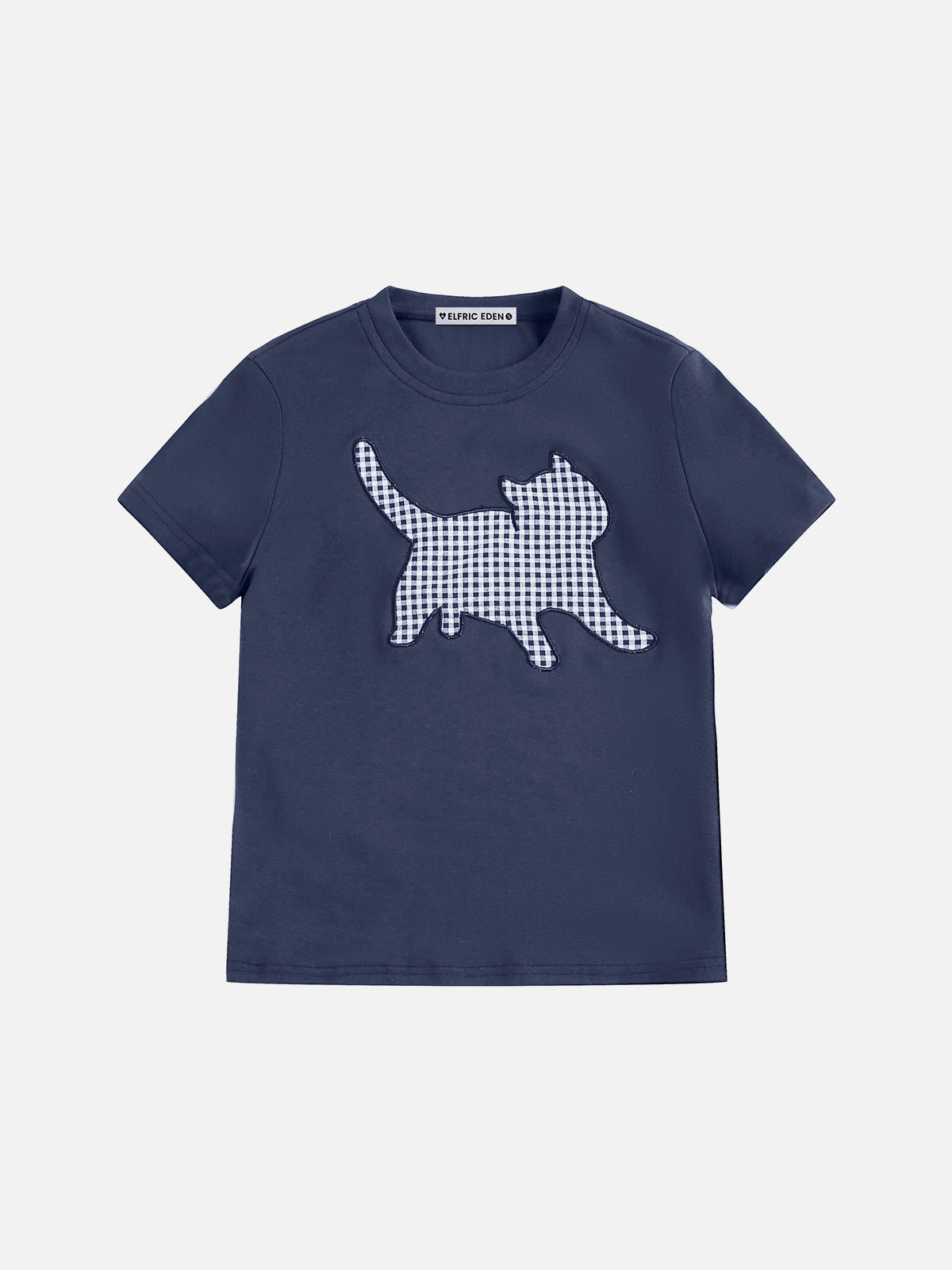 Cute Cat Print T-Shirt with Embroidery | Aelfric Eden