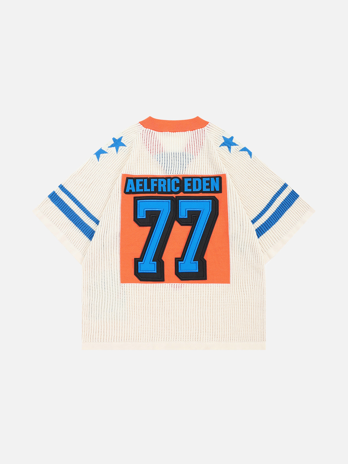 Breathable Mesh V-Neck Knit Tee with Star Graphic | Aelfric Eden