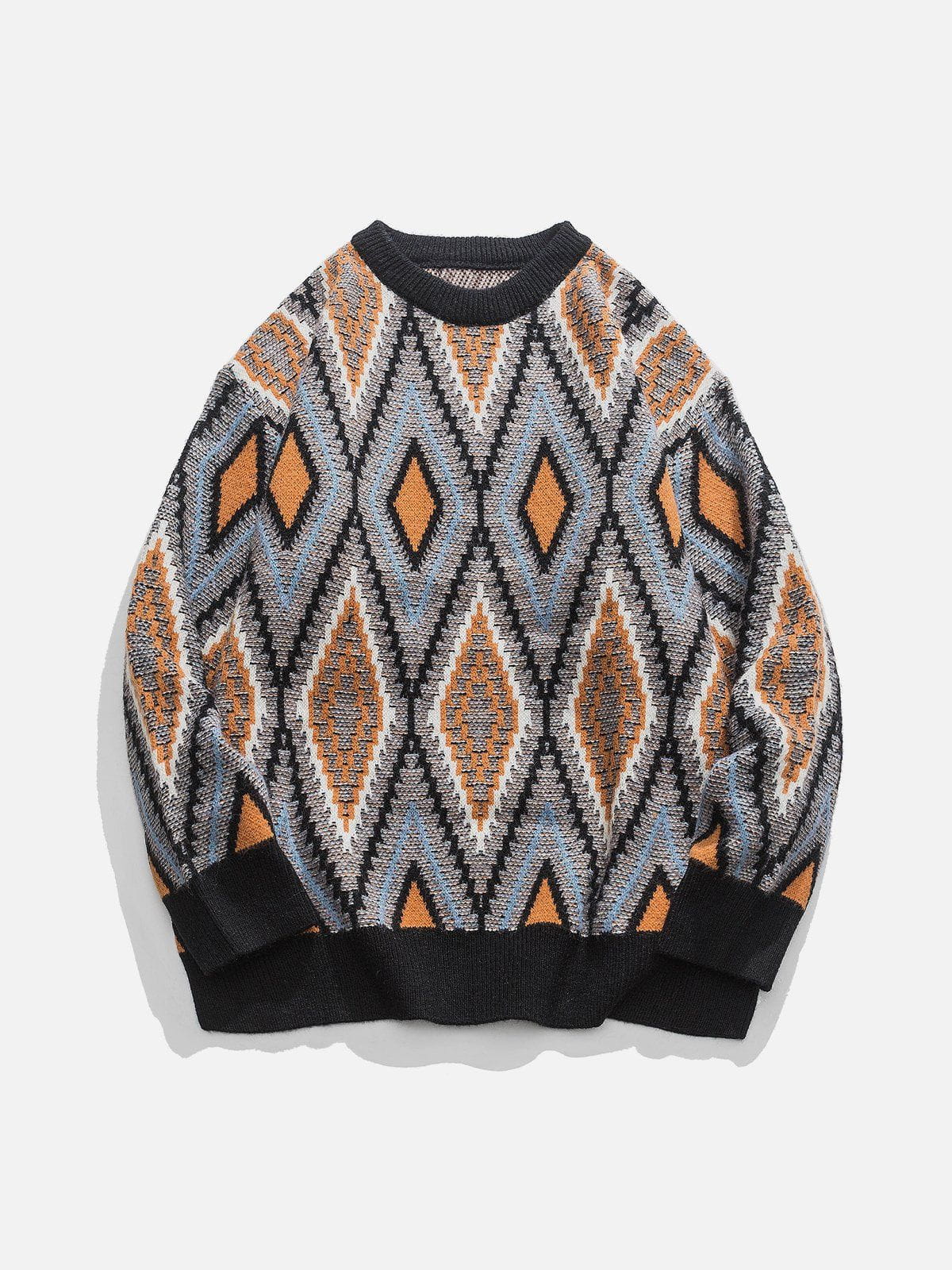 Ethnic Style Rhombus Sweater - Oversized & Comfortable | Aelfric Eden