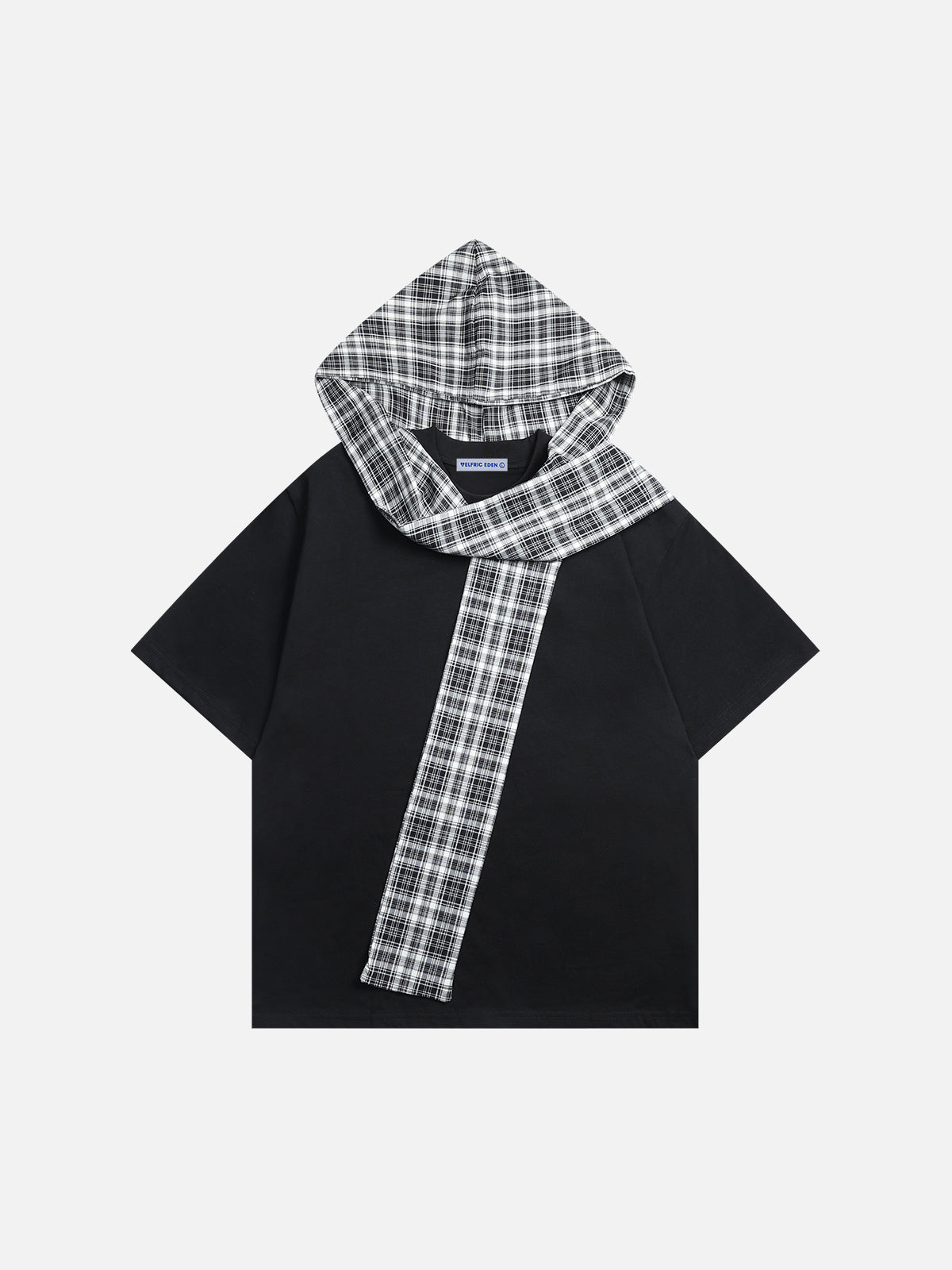 Plaid Hooded Tee with Detachable Drape | Aelfric Eden
