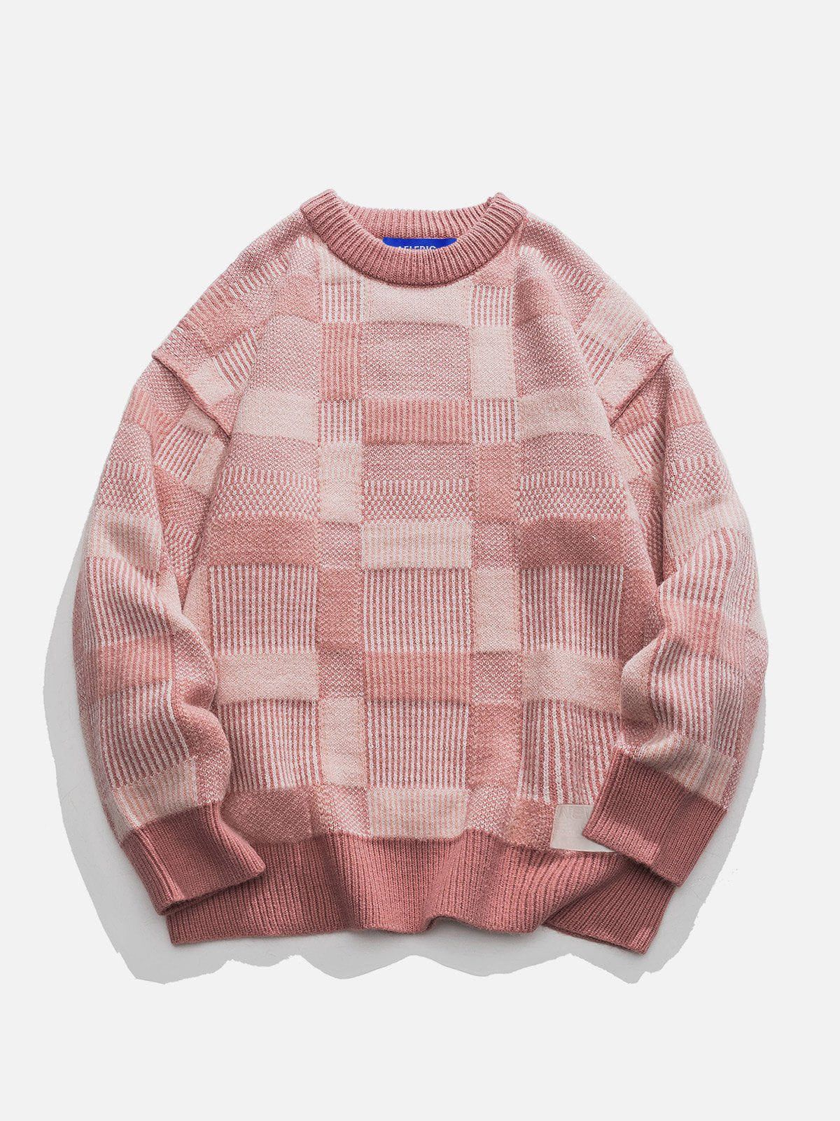 Oversized Plaid Sweater with Embroidery Detail | Aelfric Eden