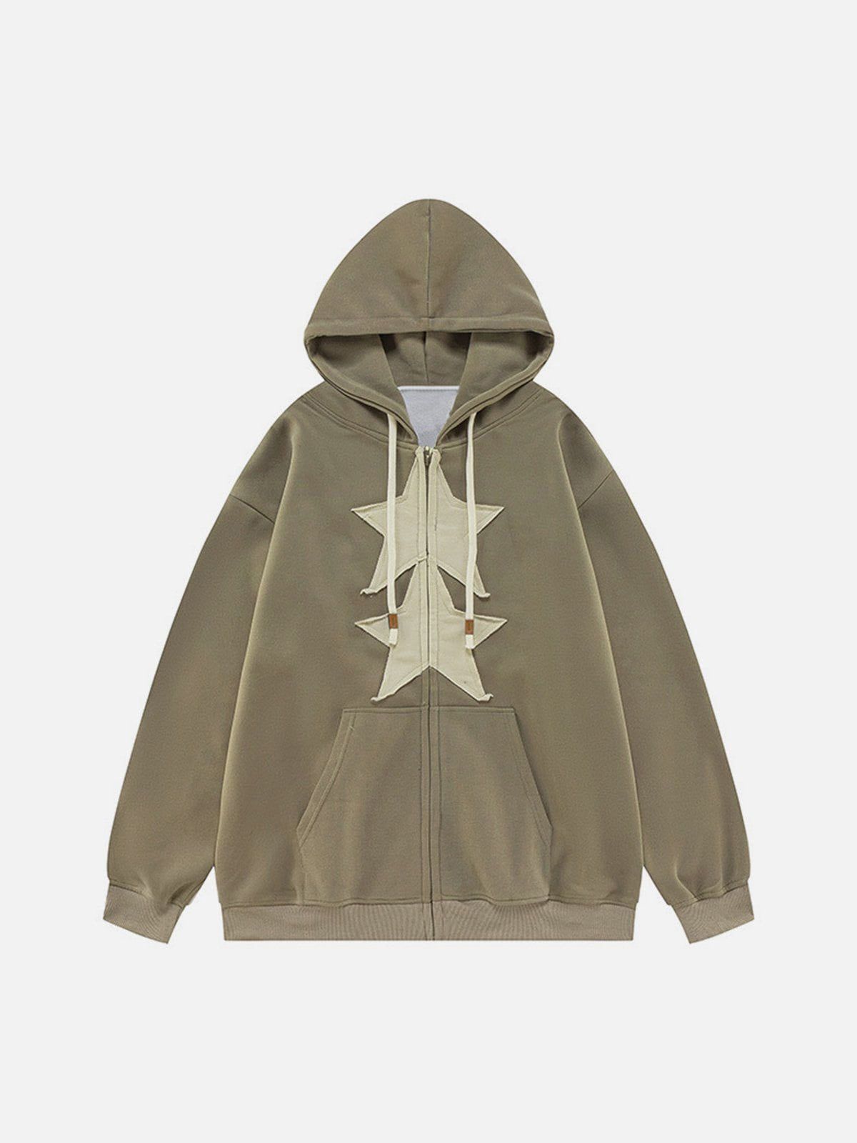 Embroidered Star Zip-Up Hoodie for Men & Women | Aelfric Eden