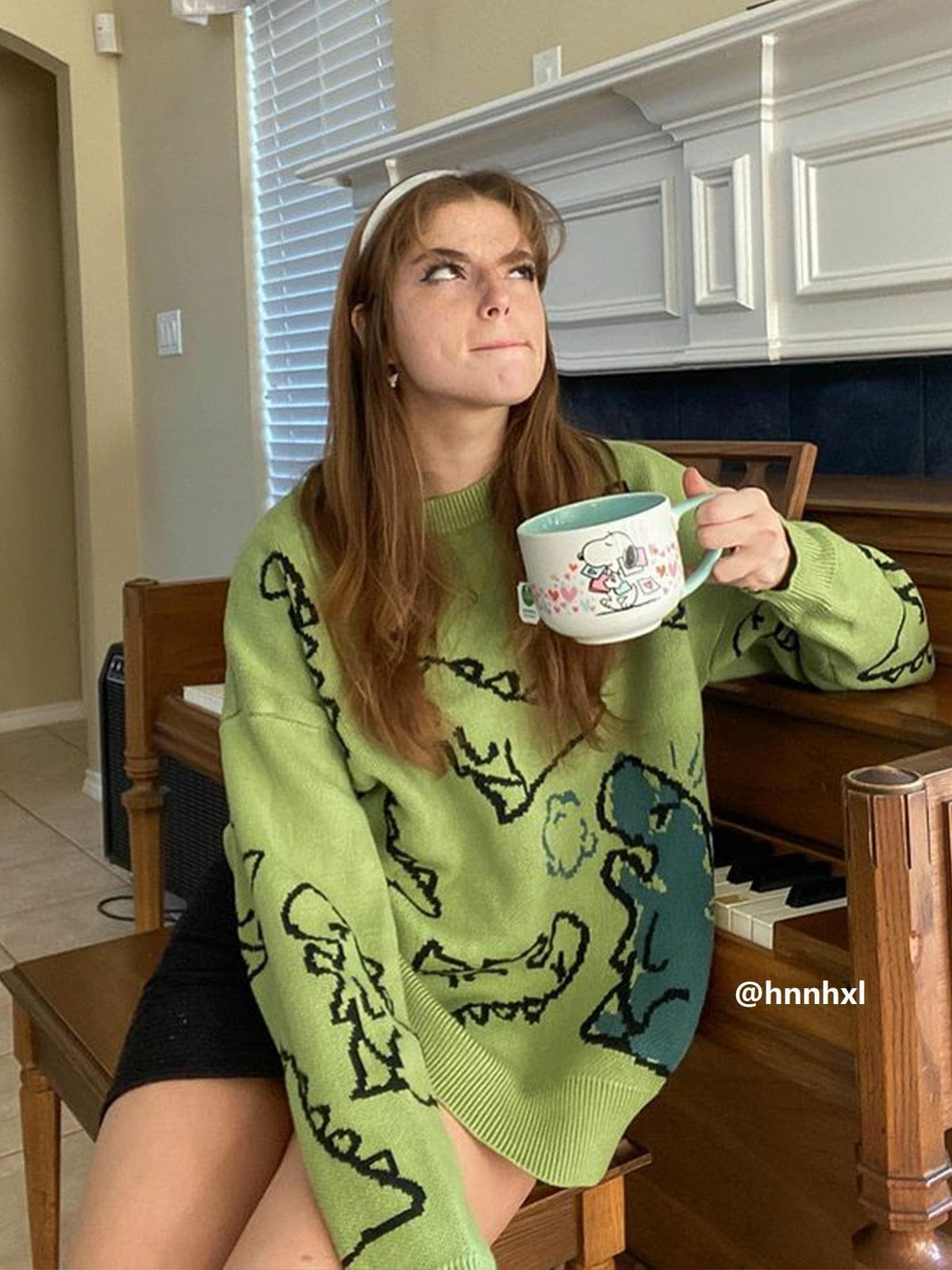 Dinosaur Cartoon Knit Sweater for Men & Women | Aelfric Eden