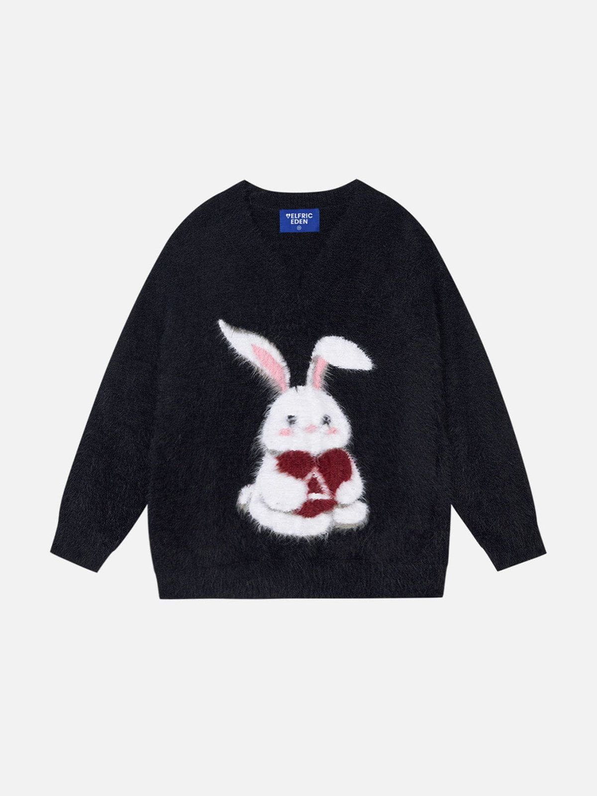 Cozy Rabbit Jacquard V-Neck Sweater | Aelfric Eden
