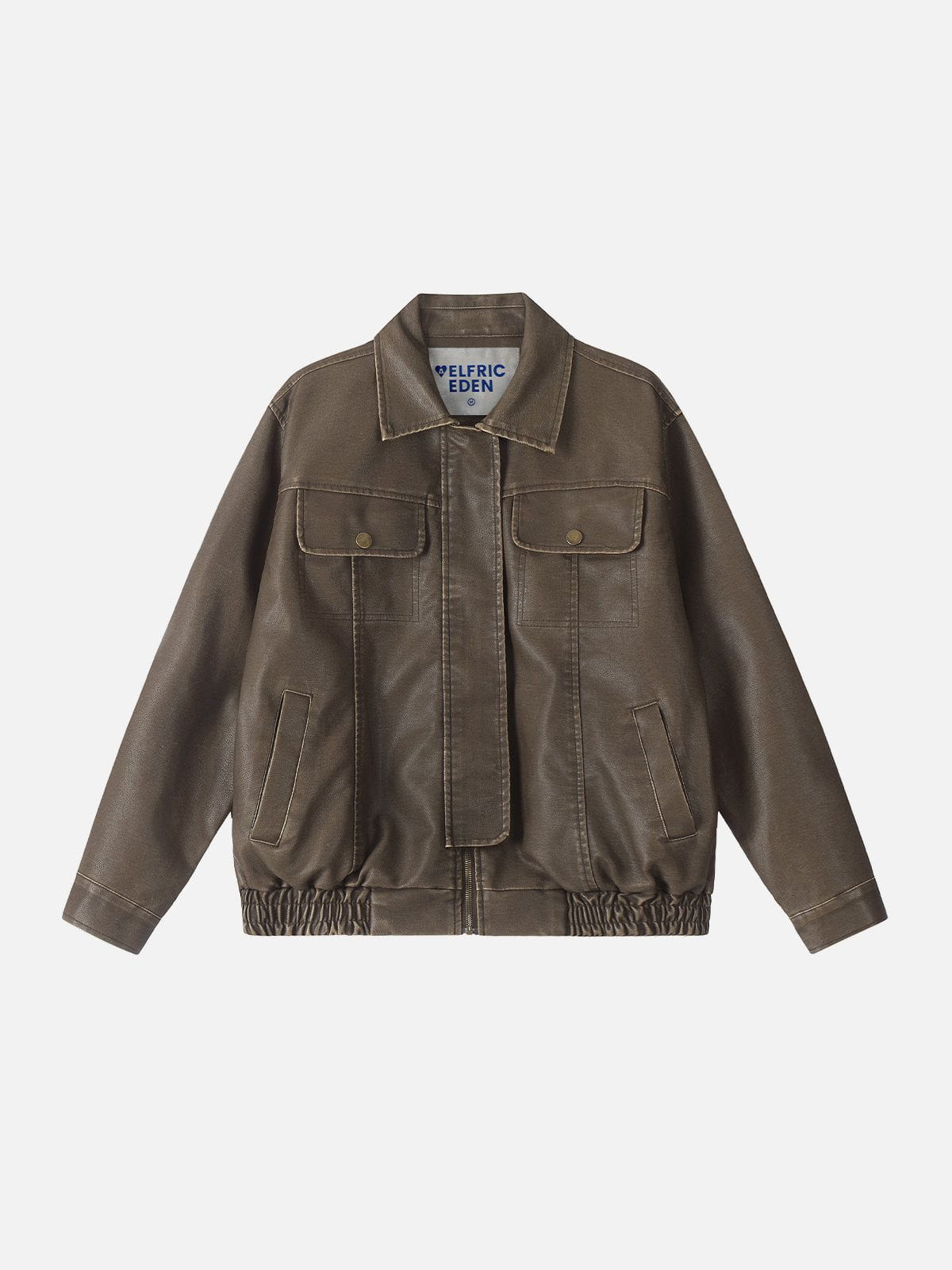 Faux Leather Jacket with Relaxed Fit & Multiple Pockets | Aelfric Eden