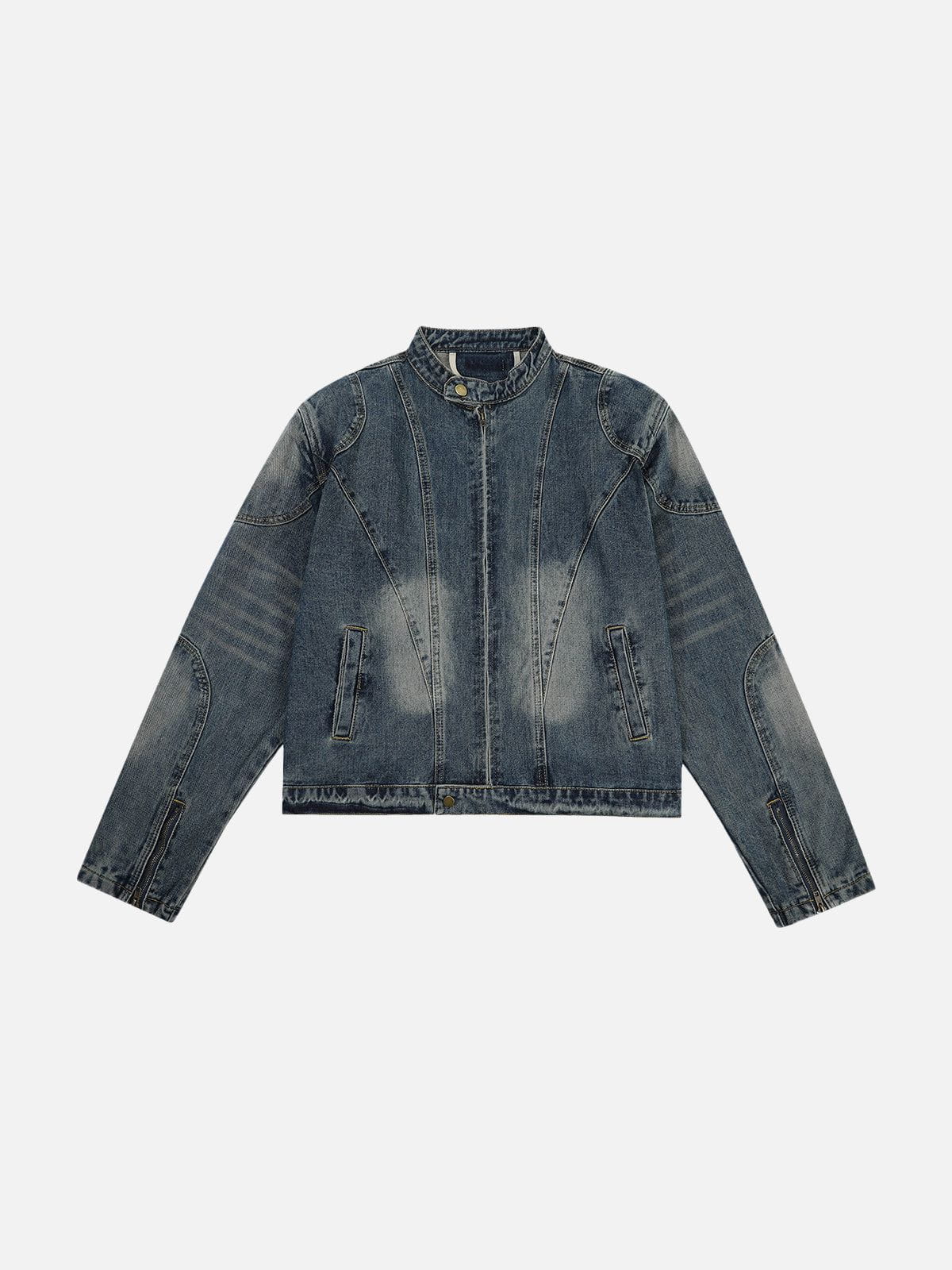 Boxy Washed Denim Jacket with Patchwork Design | Aelfric Eden