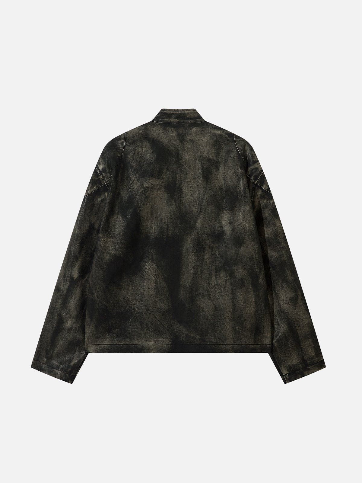 Dirt Color Faux Leather Jacket with Stand Collar | Aelfric Eden