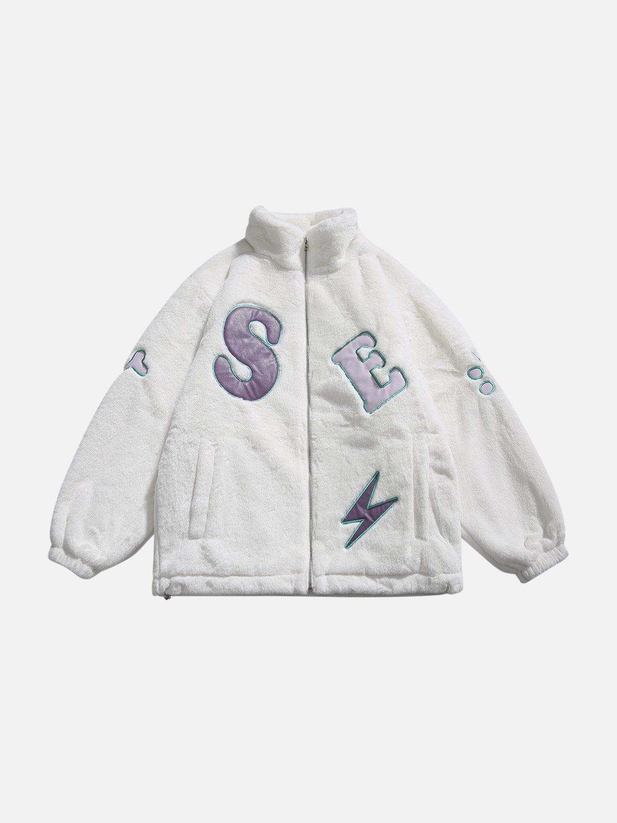 Embroidery Patchwork Sherpa Coat for Women | Aelfric Eden