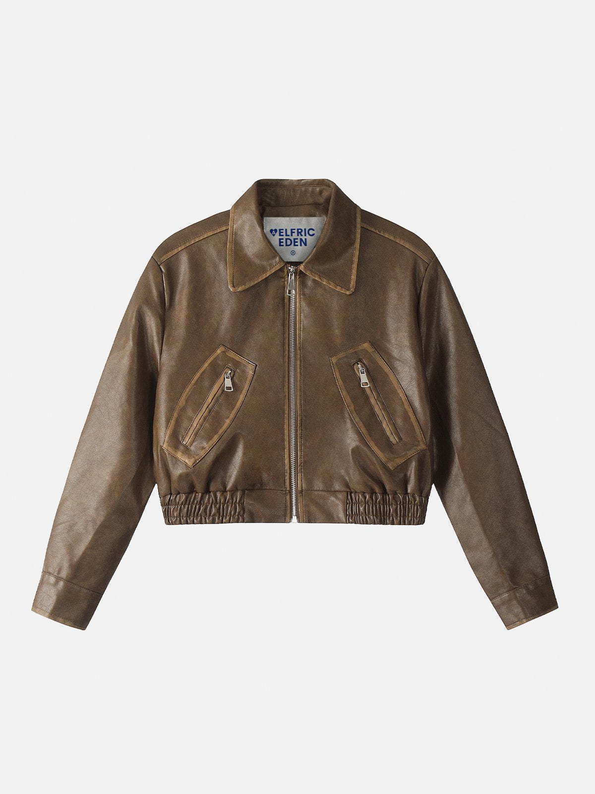 Faux Leather Cropped Jacket with Zip Pocket | Aelfric Eden