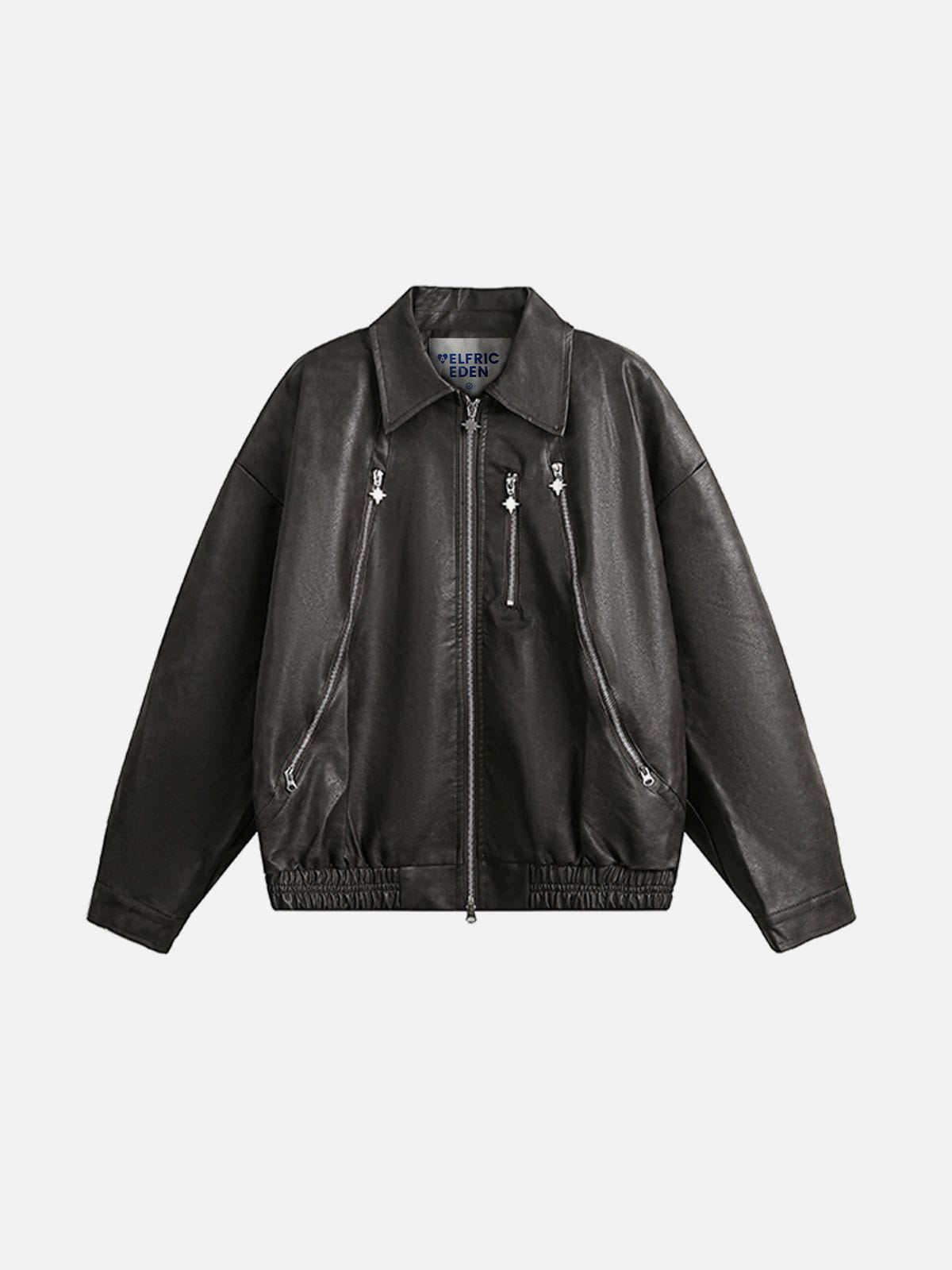 Faux Leather Zip-Up Jacket for Men | Aelfric Eden