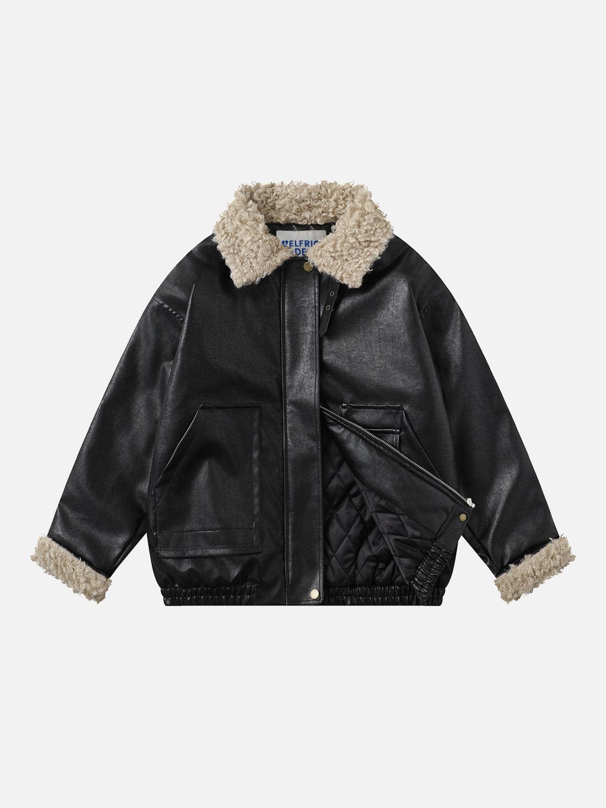 Plush Collar Faux Leather Jacket for Men & Women | Aelfric Eden