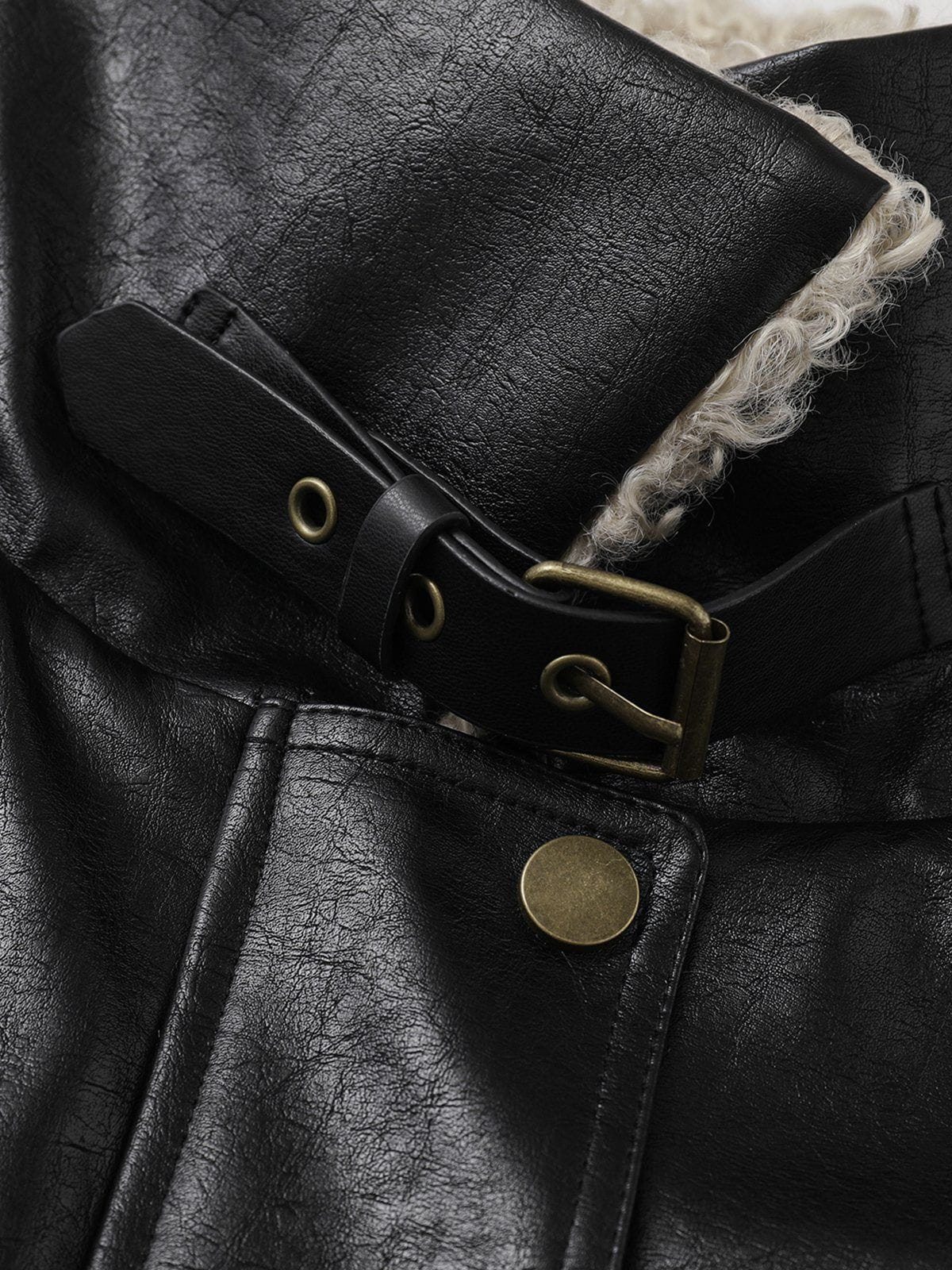 Plush Collar Faux Leather Jacket for Men & Women | Aelfric Eden