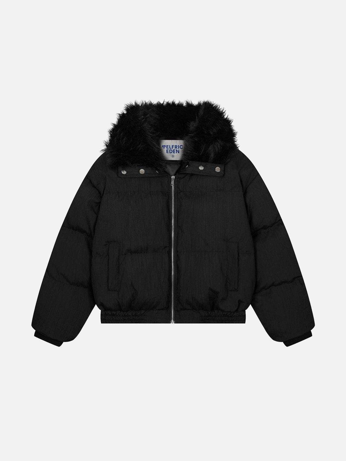 Textured Cropped Coat with Plush Patchwork | Aelfric Eden