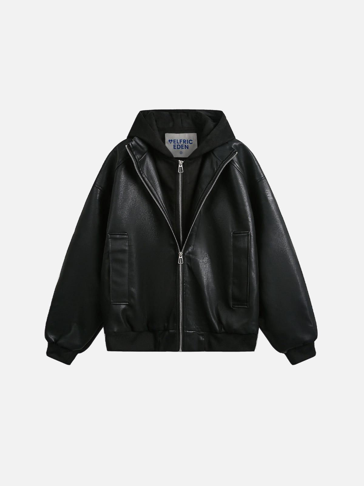 Faux Leather Boxy Jacket with Hoodie Lining | Aelfric Eden