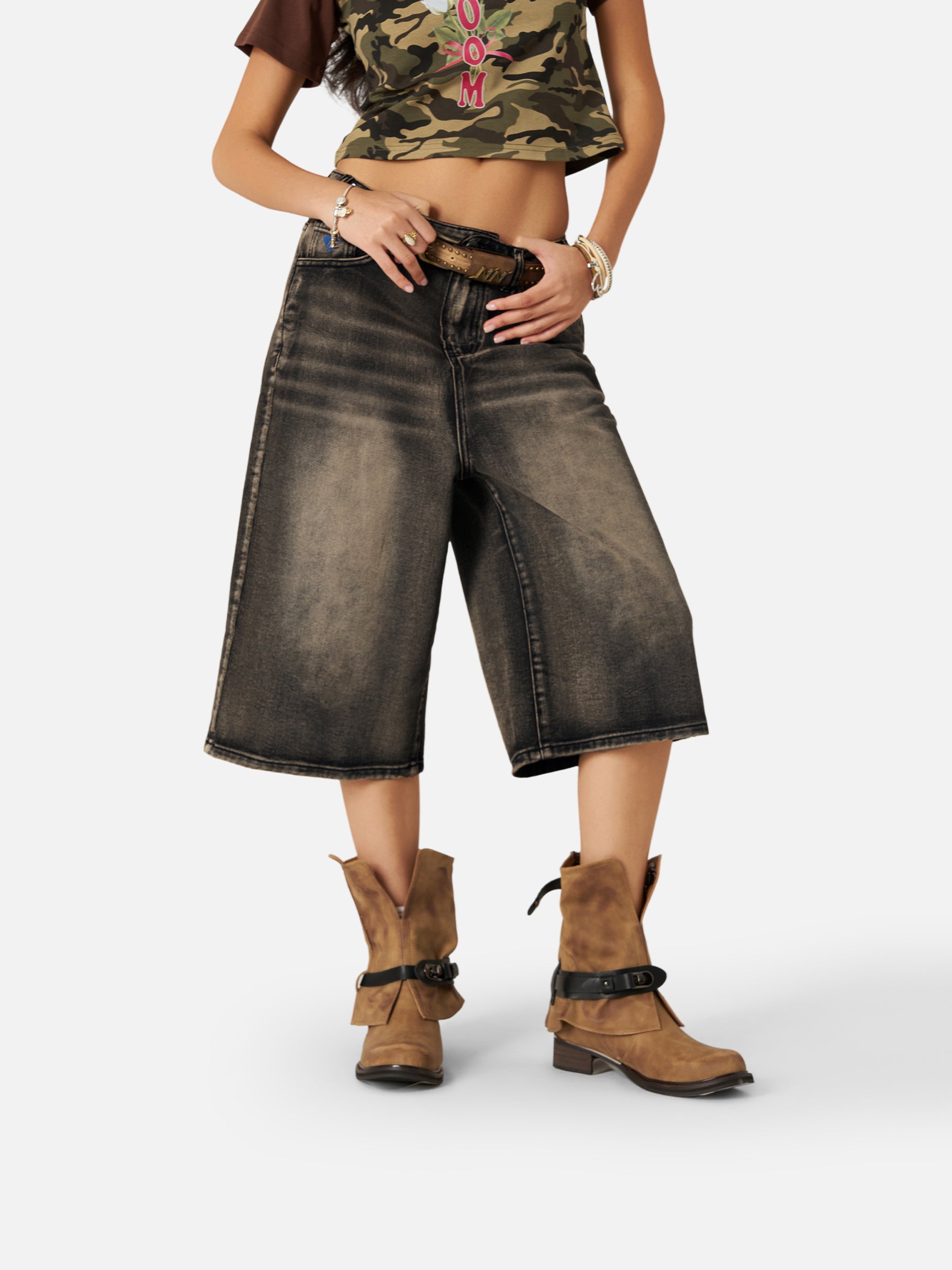 Vintage Washed Longline Denim Shorts for Men & Women | Aelfric Eden