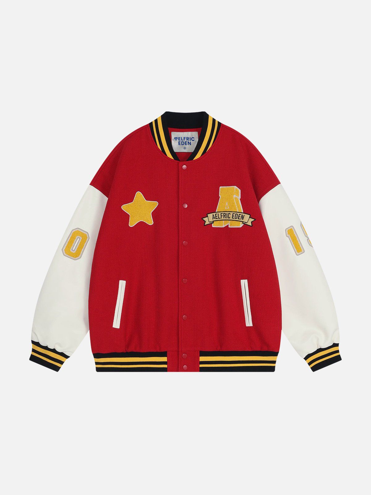 Color Block Varsity Jacket with Eden Star Print | Aelfric Eden