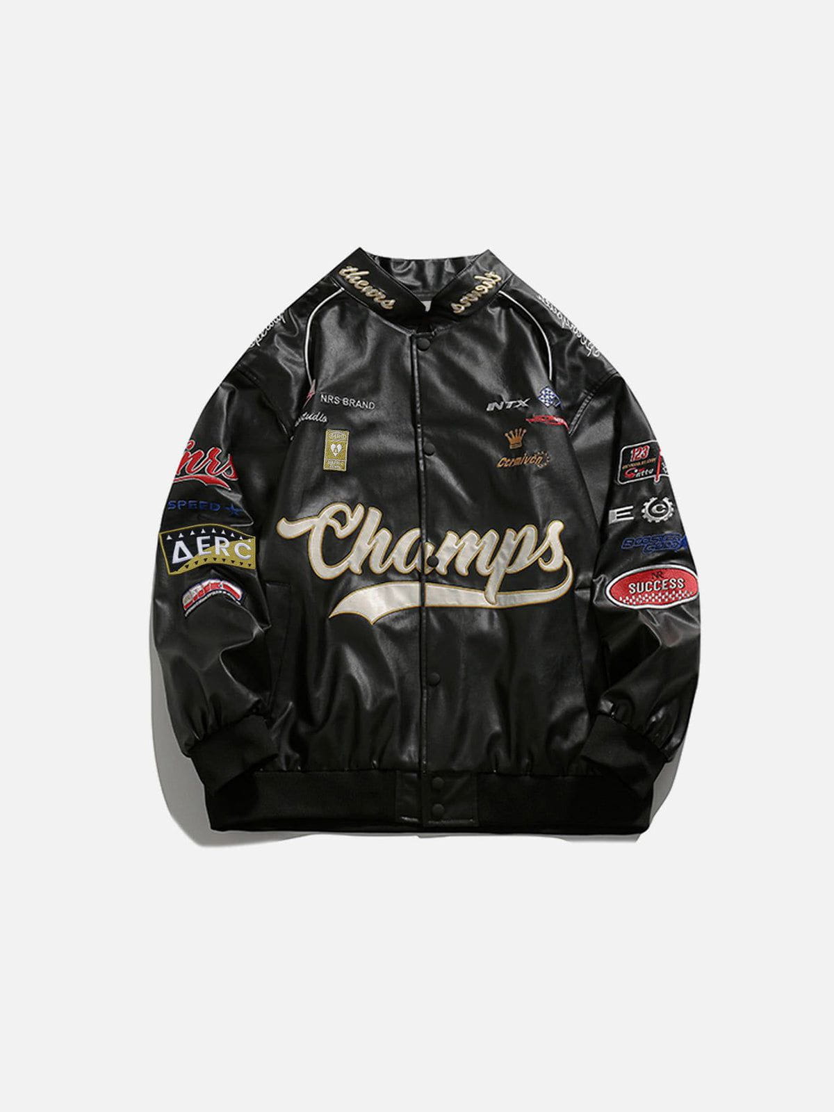 Racing Style Jacket with Letter Embroidery & Oversized Fit | Aelfric Eden