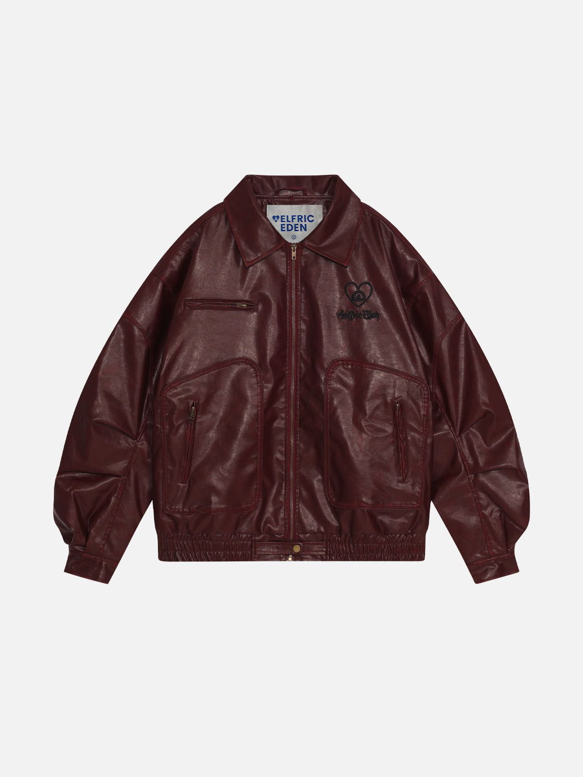 Red Faux Leather Coat with Detachable Fur Collar | Aelfric Eden