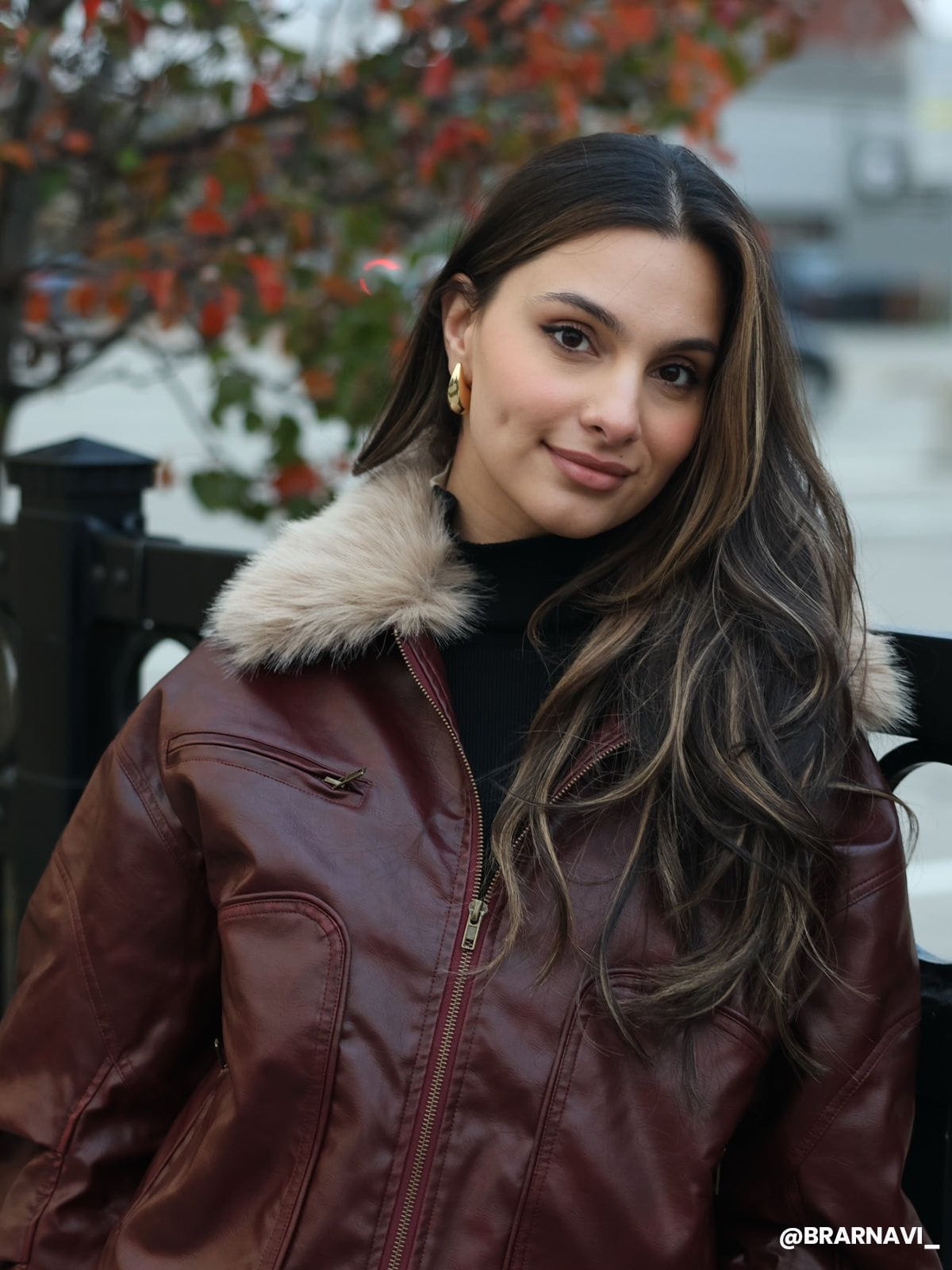 Red Faux Leather Coat with Detachable Fur Collar | Aelfric Eden