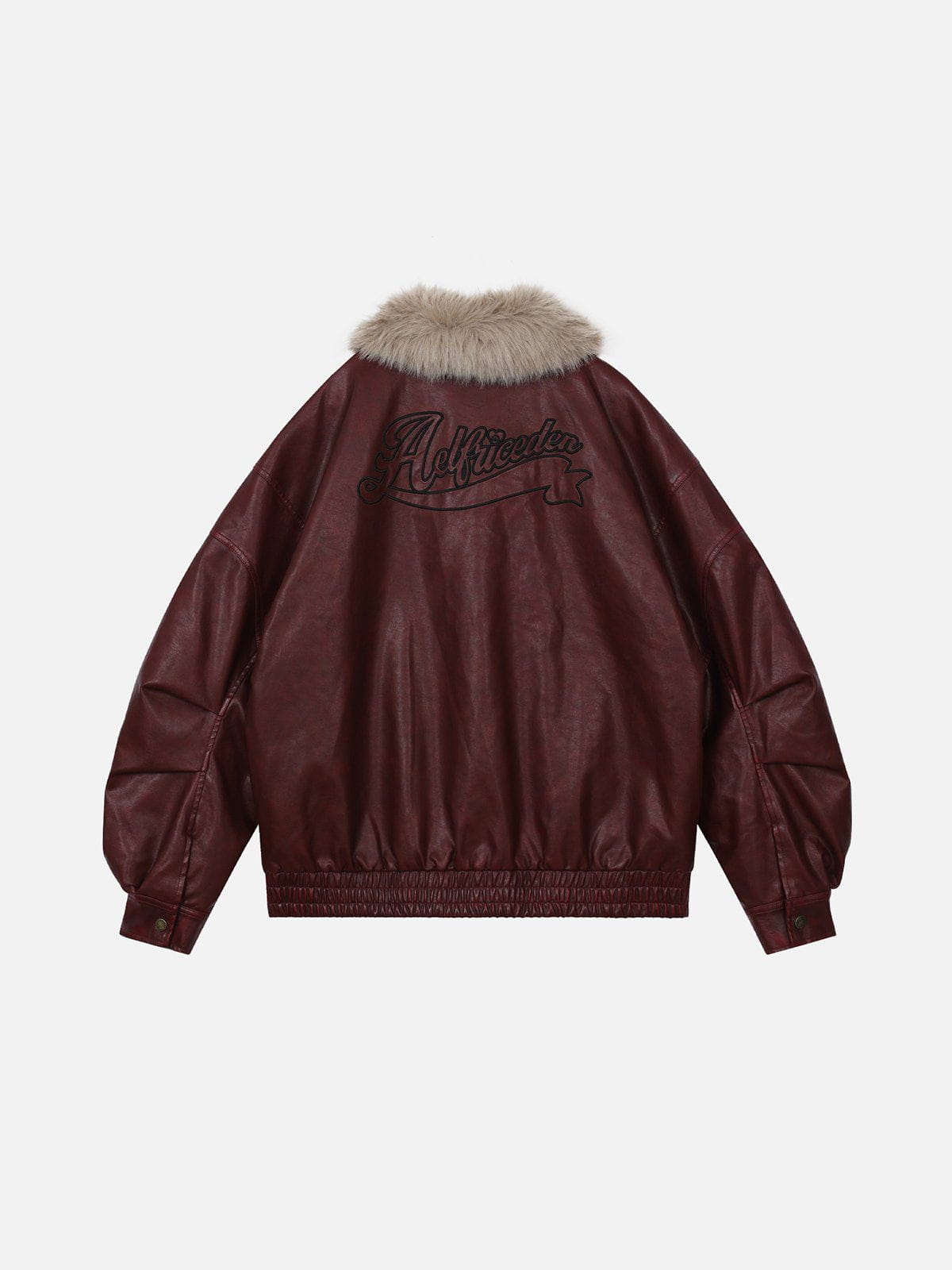 Red Faux Leather Coat with Detachable Fur Collar | Aelfric Eden
