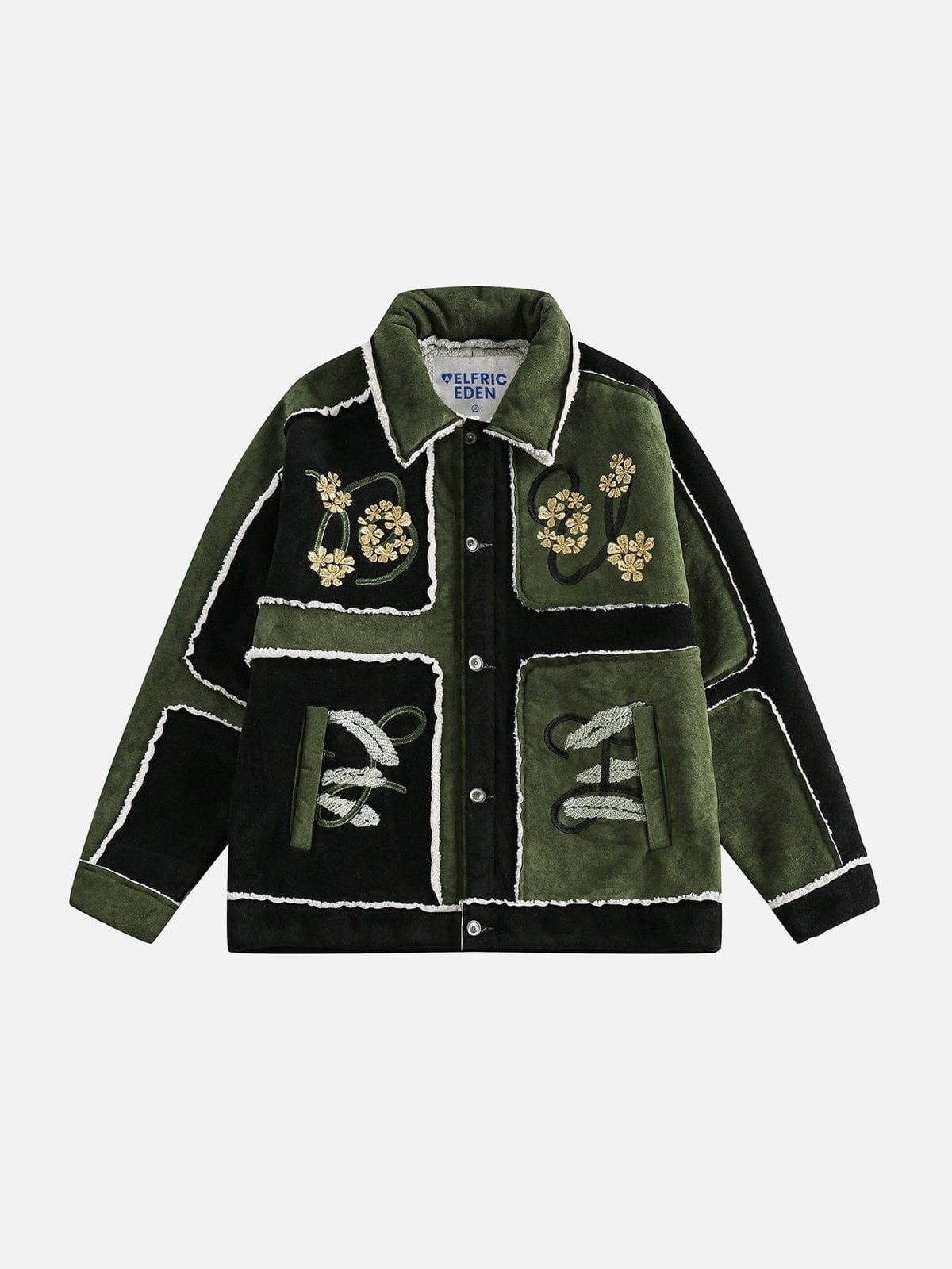 Color Block Embroidery Flower Winter Coat for Women & Men | Aelfric Eden